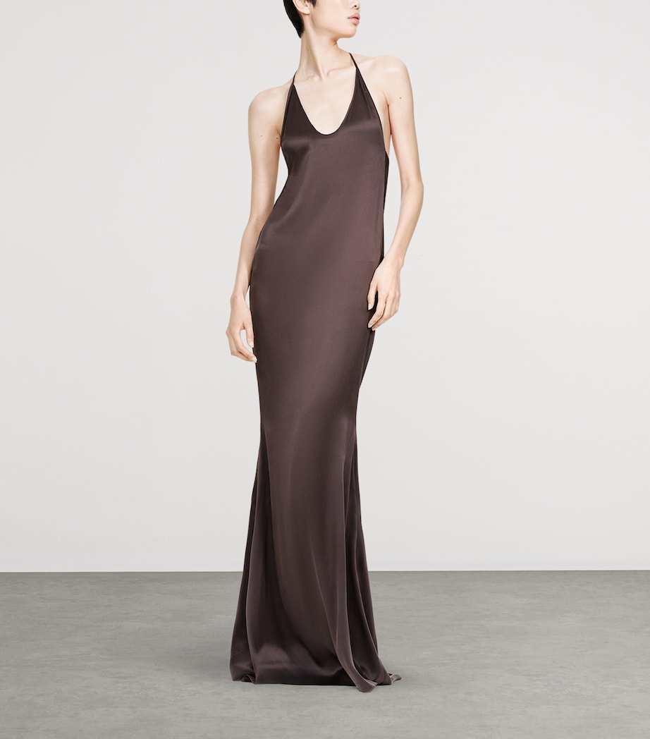 tom ford brown dress Tom Ford Striped Belted Maxi Dress