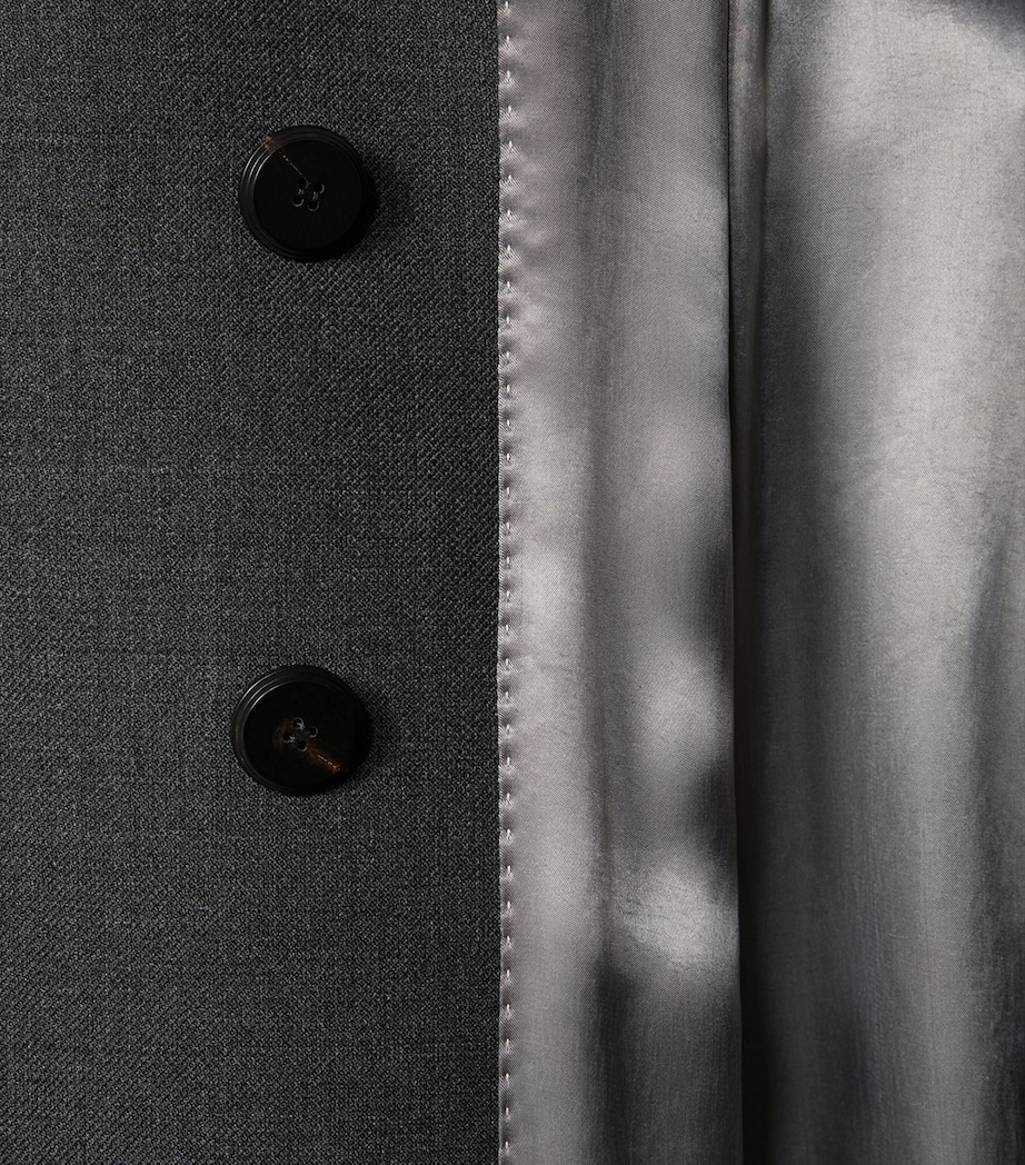 Max Mara Womens Virgin Wool Double-Breasted Coat Medium Grey Image 7