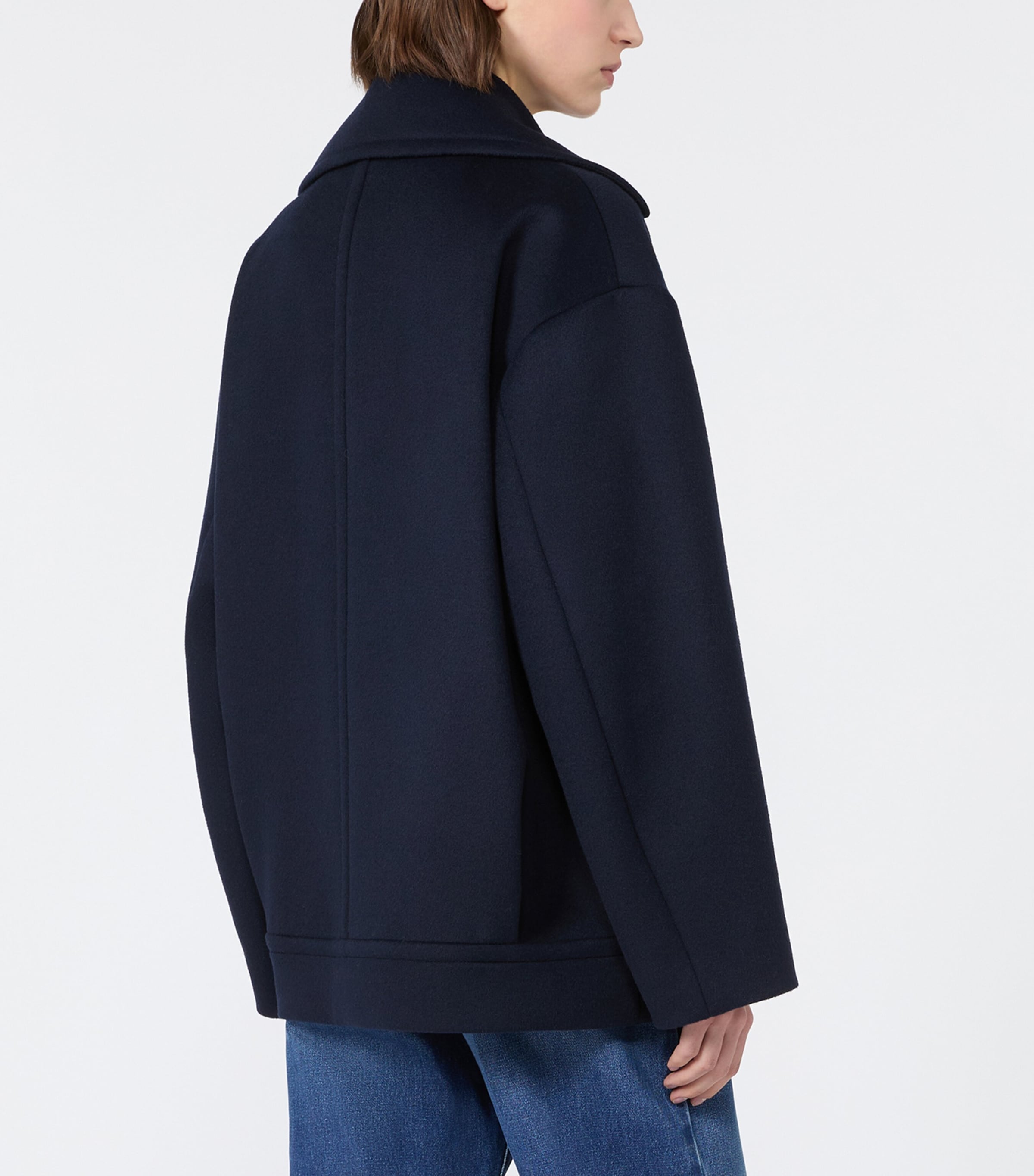 Weekend Max Mara Womens Virgin Wool Short Coat Navy Image 4