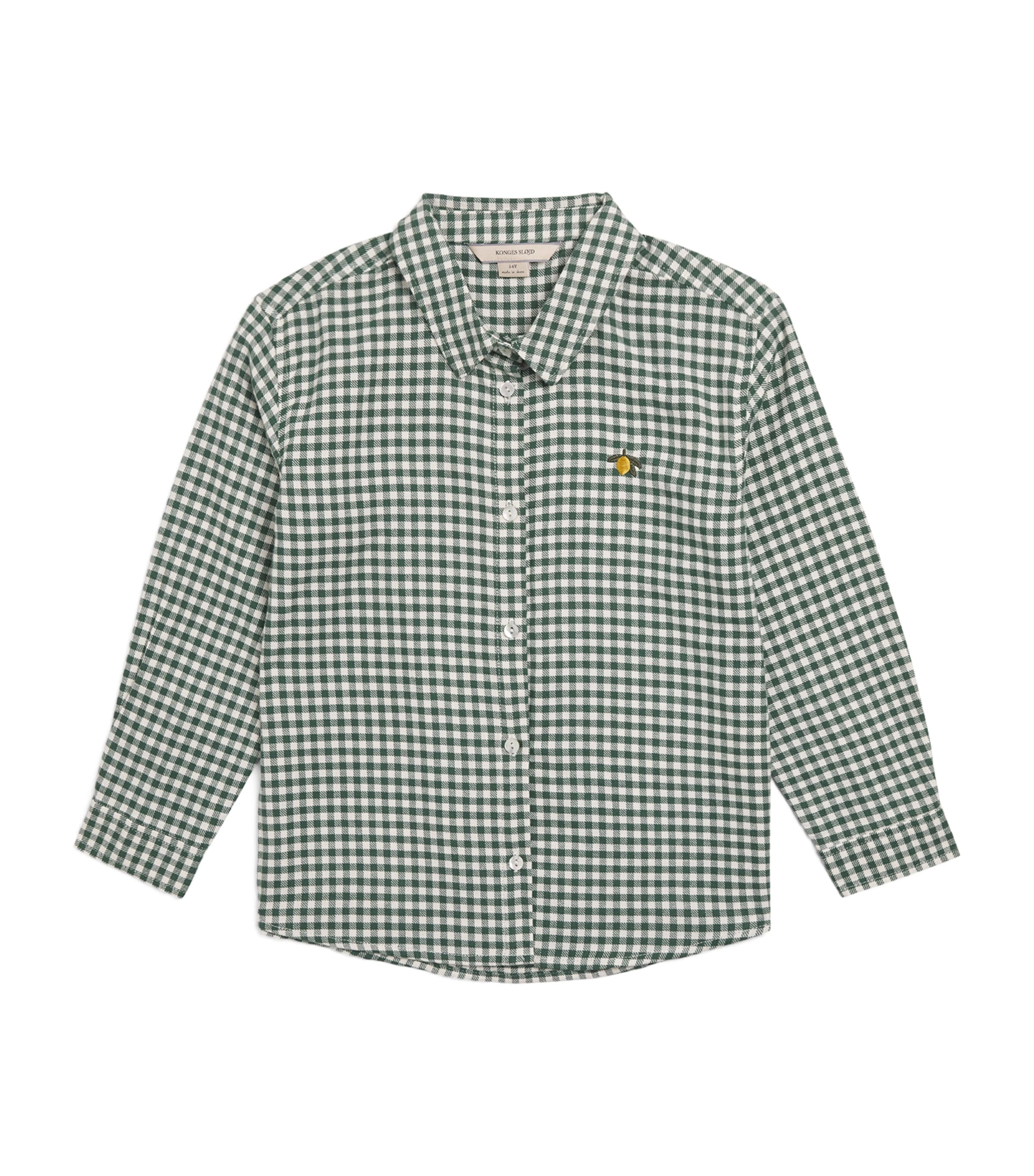 Konges Slojd Kids' Organic Cotton Check Shirt In Green