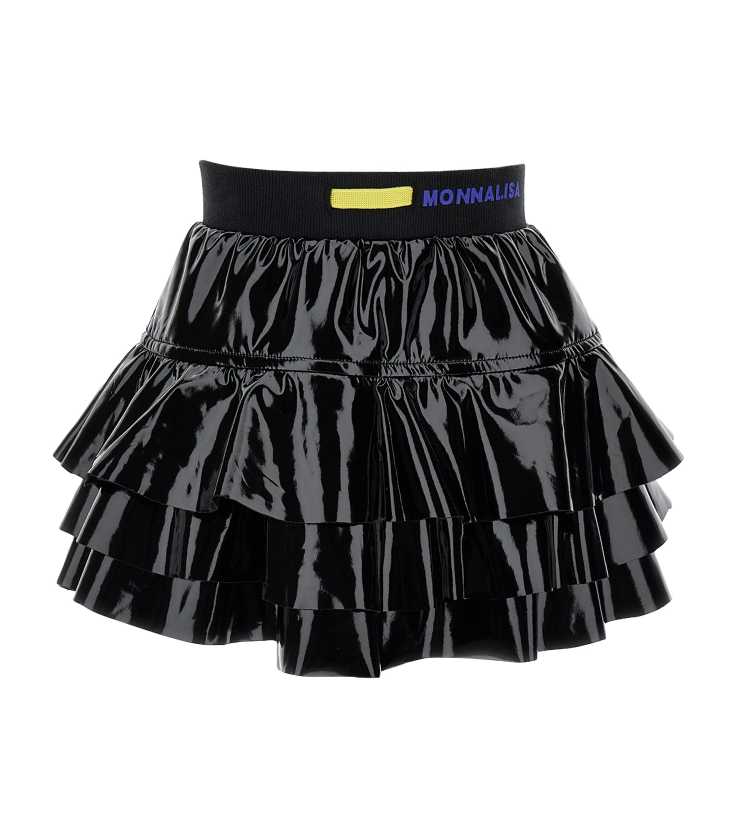 Monnalisa Flared Vinyl Skirt In Black