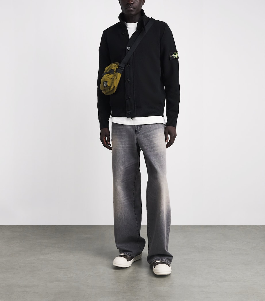 Stone Island Mens Lambswool Stand-Collar Cardigan Image 2