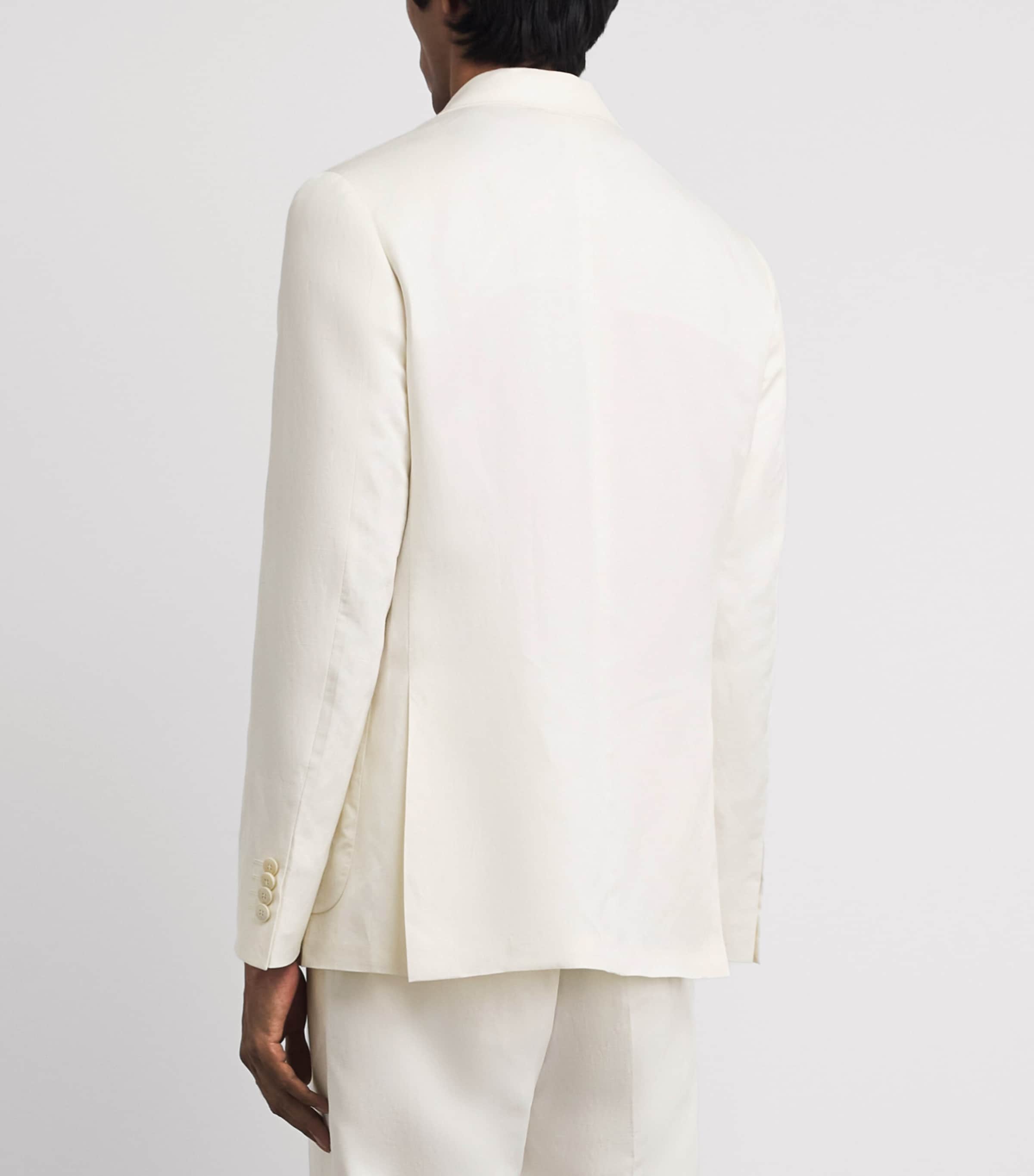 Canali Mens Linen-Silk Double-Breasted Blazer Image 5