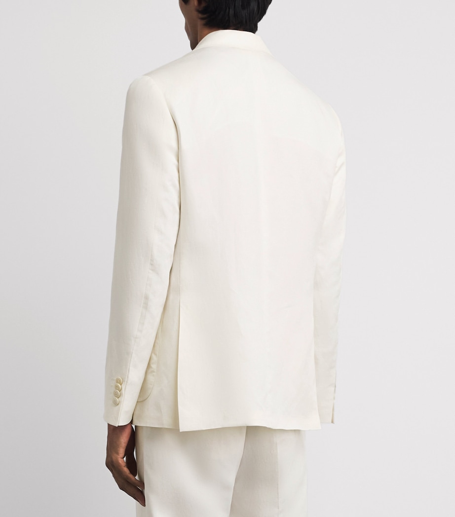 Canali Mens Linen-Silk Double-Breasted Blazer Image 5