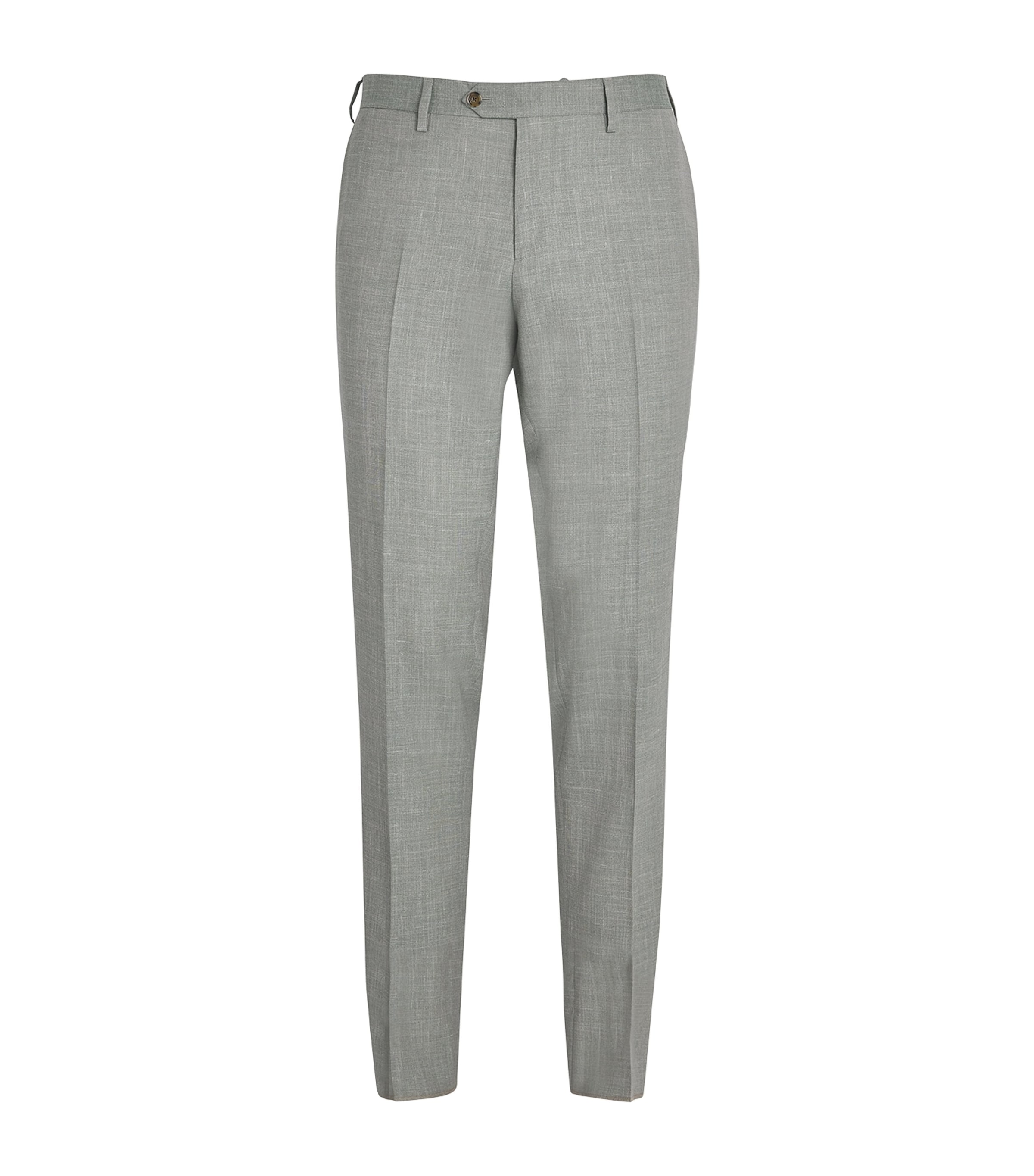 Wool-Silk-Linen Straight Trousers 510 SAGE GRREN Image 1