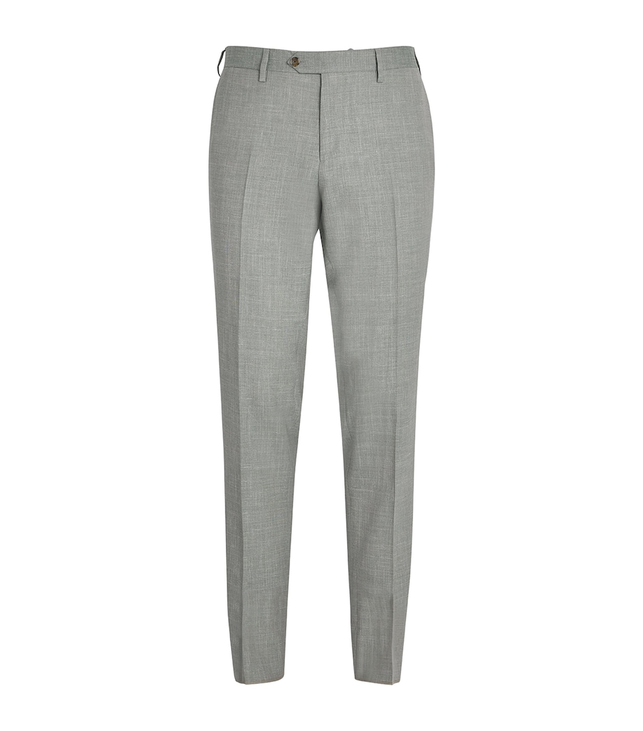 Wool-Silk-Linen Straight Trousers 510 SAGE GRREN Image 1