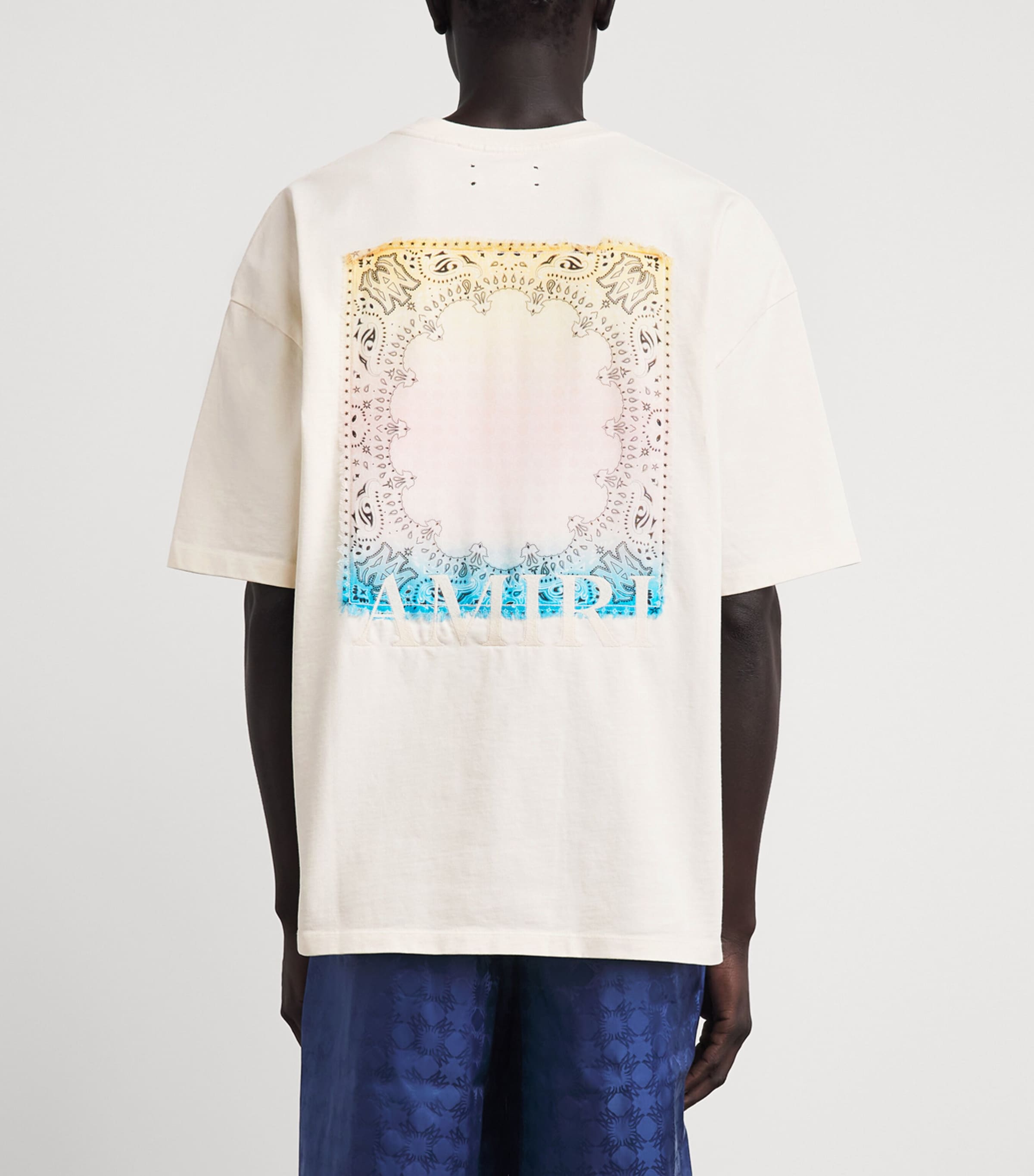 AMIRI Mens Cotton Check Patch T-Shirt Ivory Image 5