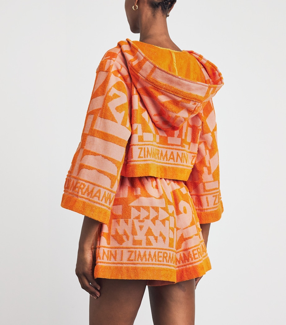 Zimmermann Womens Terry Solstice Crop Top Orange Pink Image 5