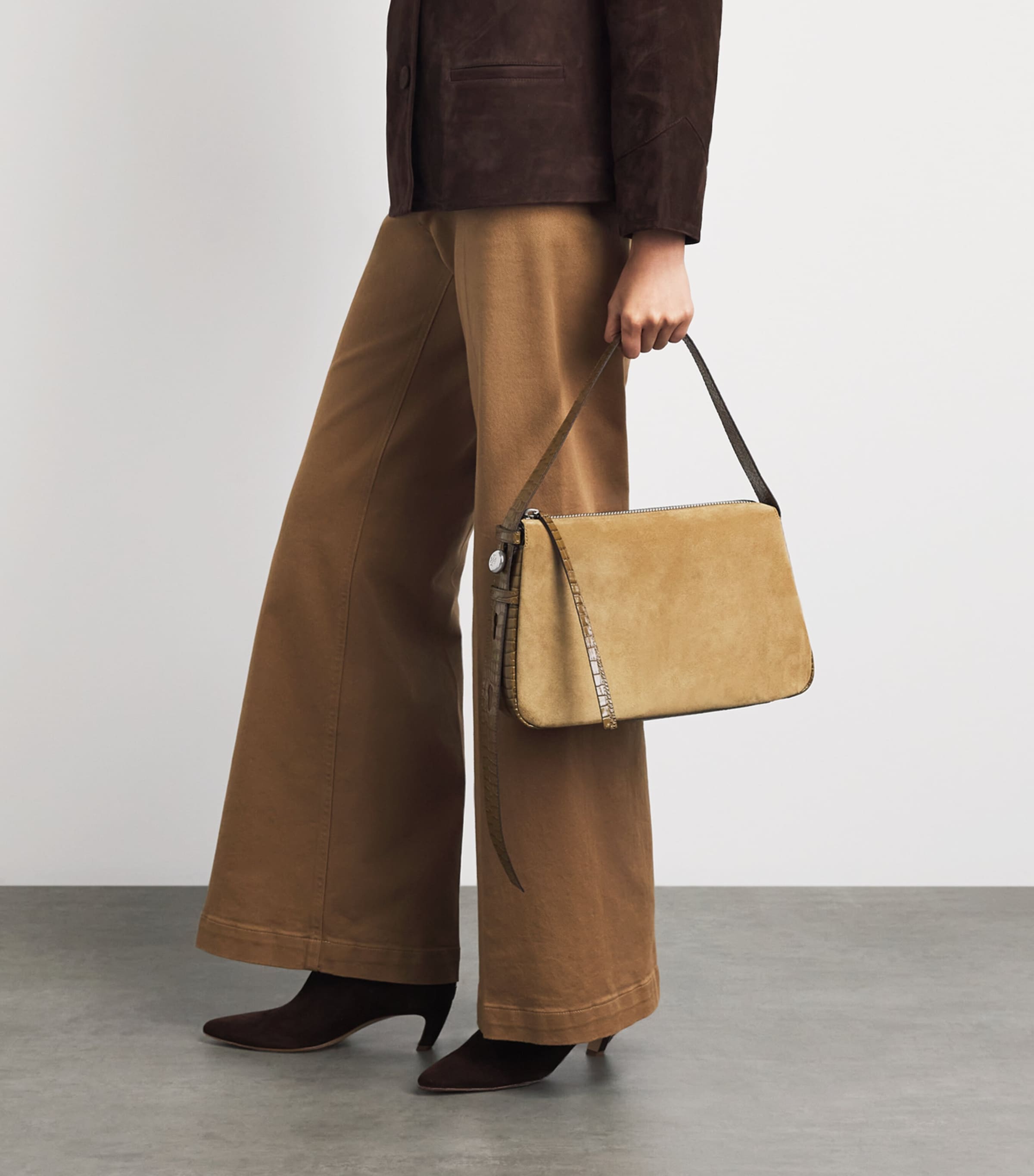 Tory Burch Suede Romy Shoulder Bag Stone Image 4