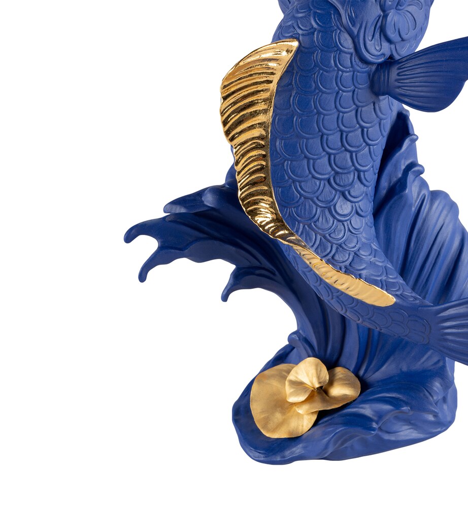 Porcelain Koi Carp Figurine WHITE & BLUE Image 4