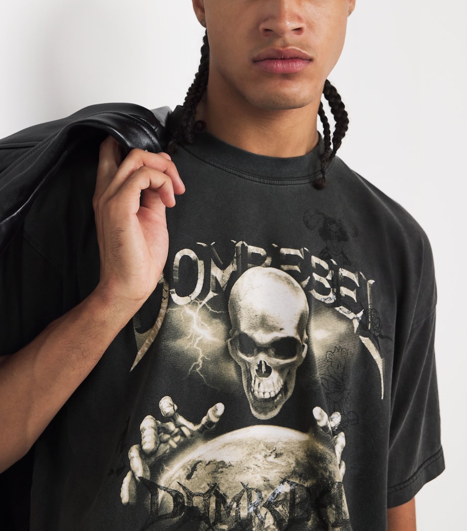Cotton Skeleton Graphic Doomer T-Shirt OLD BLACK Image 6