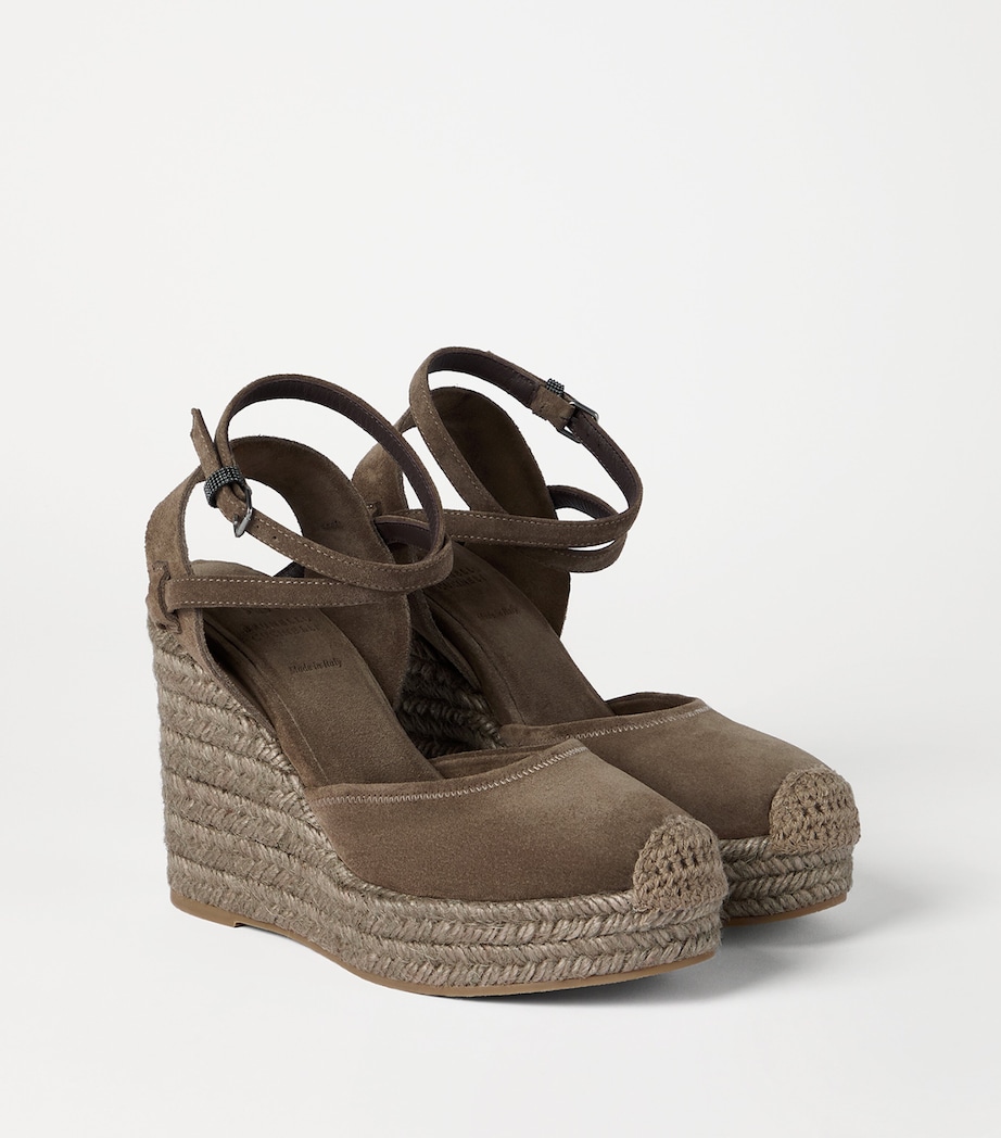 Brunello Cucinelli Suede Wedge Espadrilles 80 Image 3