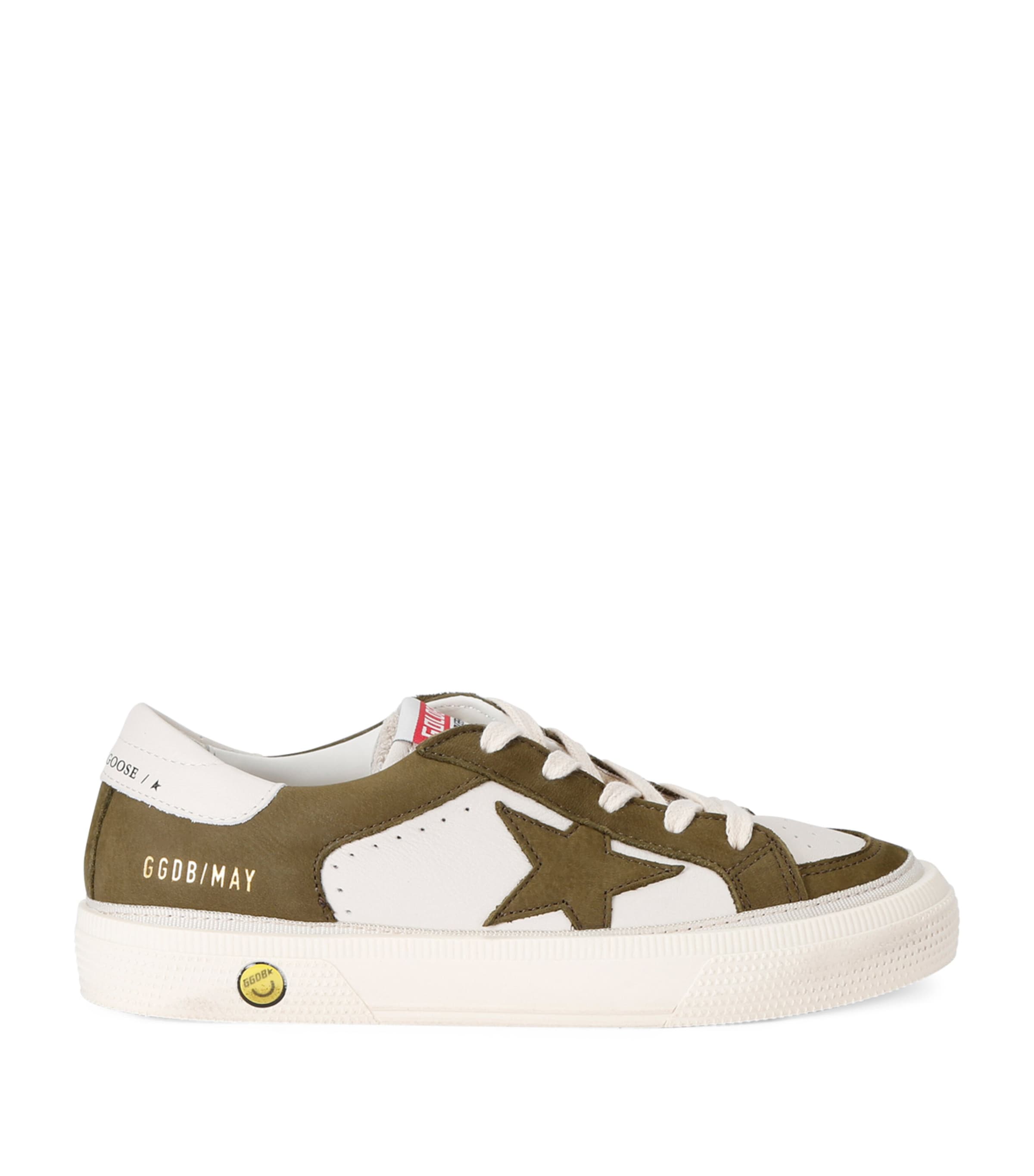 Golden Goose May Leather Upper Toe Star And Heel In Green