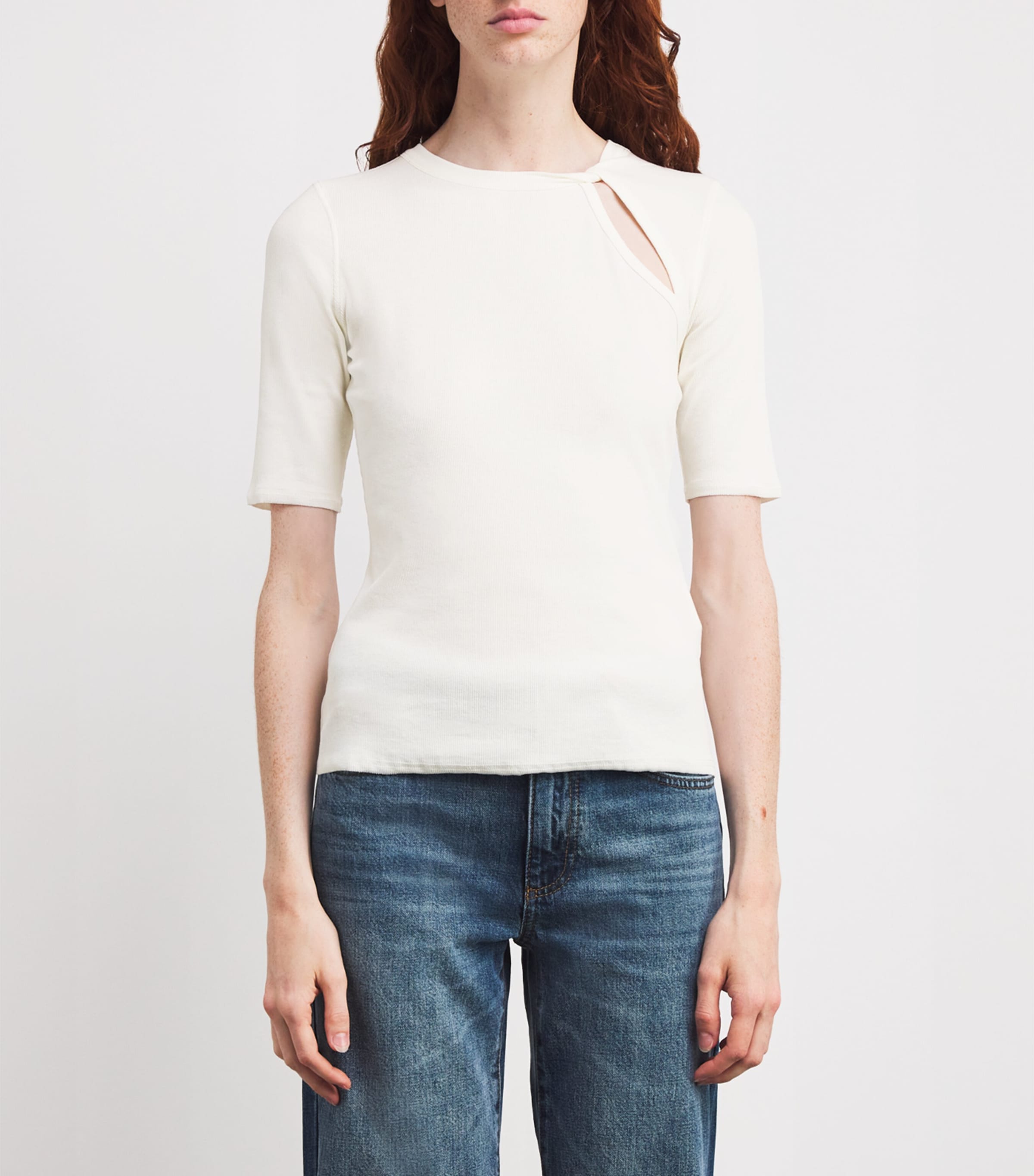 Ribbed Cut-Out T-Shirt WOOL WHITE Image 3