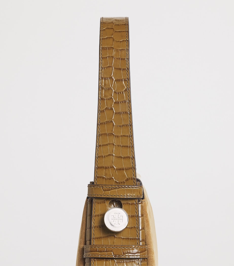 Tory Burch Suede Romy Shoulder Bag Stone Image 5