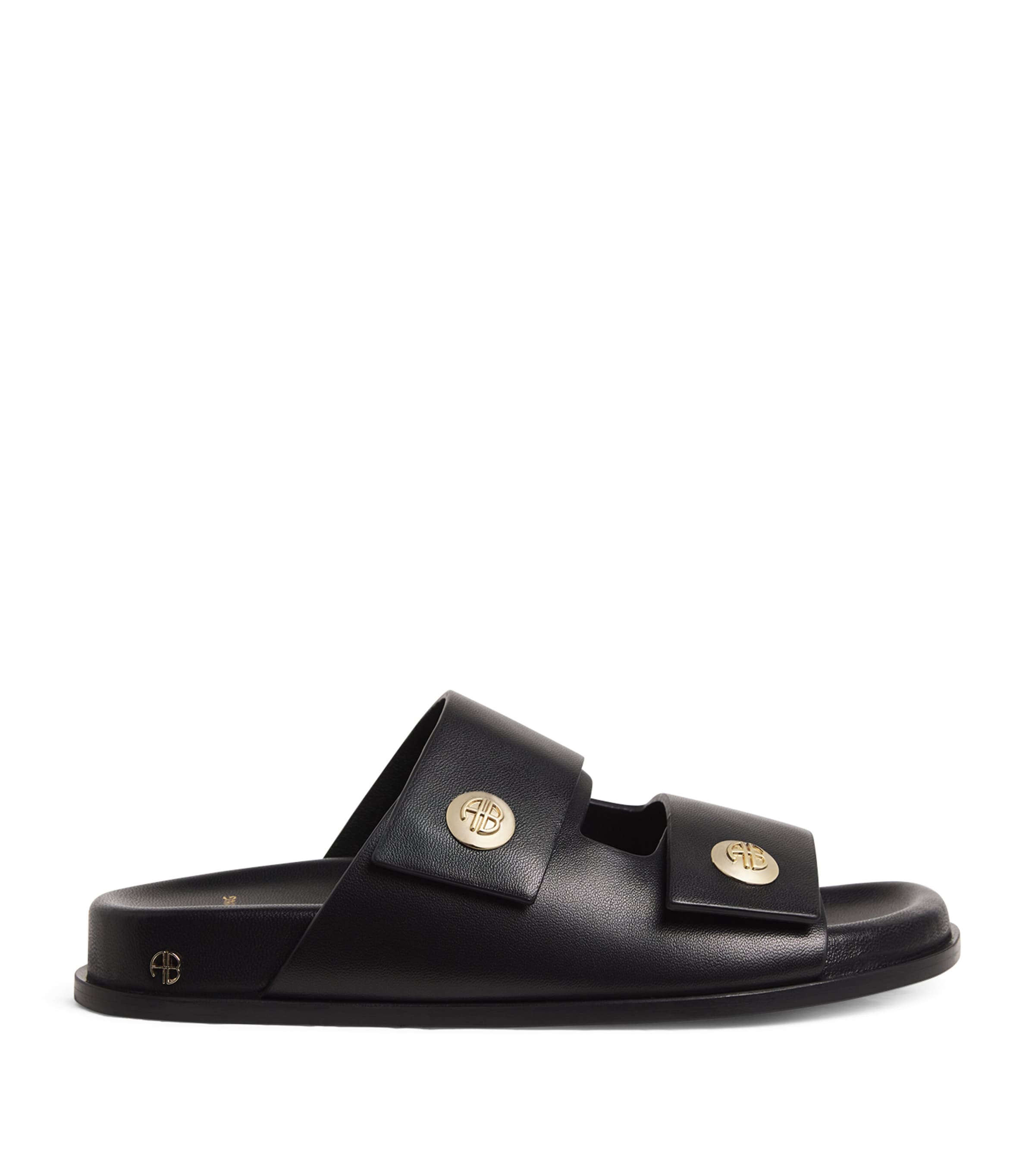 Anine Bing Ella Slides In Black In Black