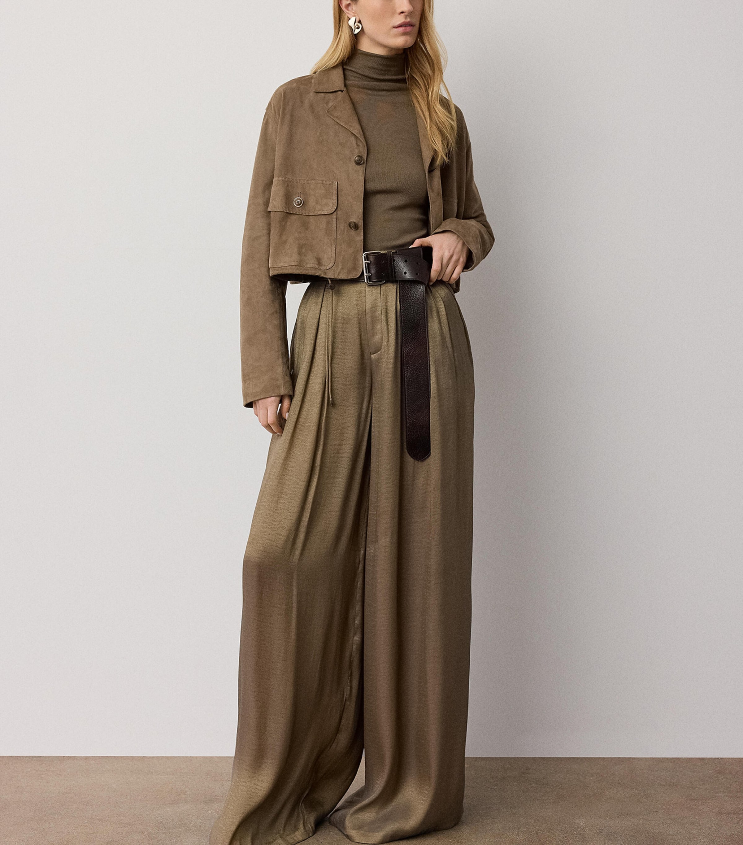 Ralph Lauren Collection Womens Greer Wide-Leg Trousers Antique Brass Image 2