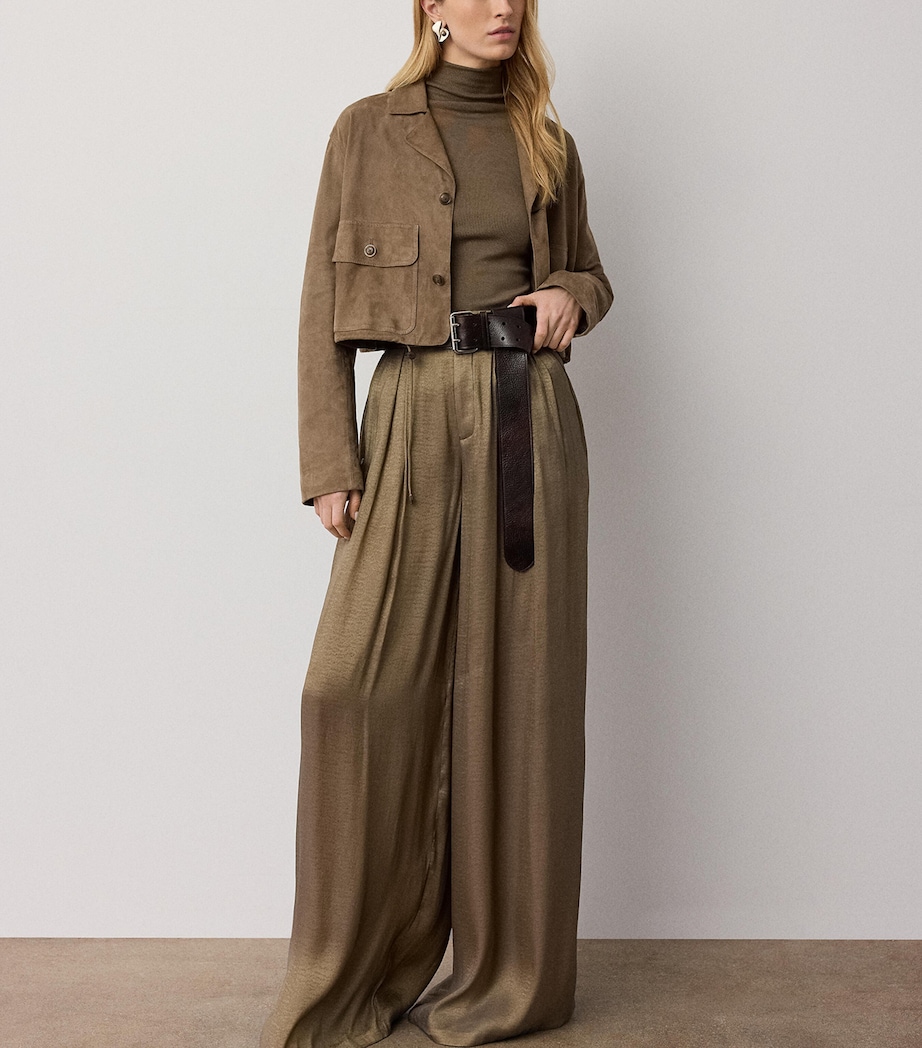 Ralph Lauren Collection Womens Greer Wide-Leg Trousers Antique Brass Image 2