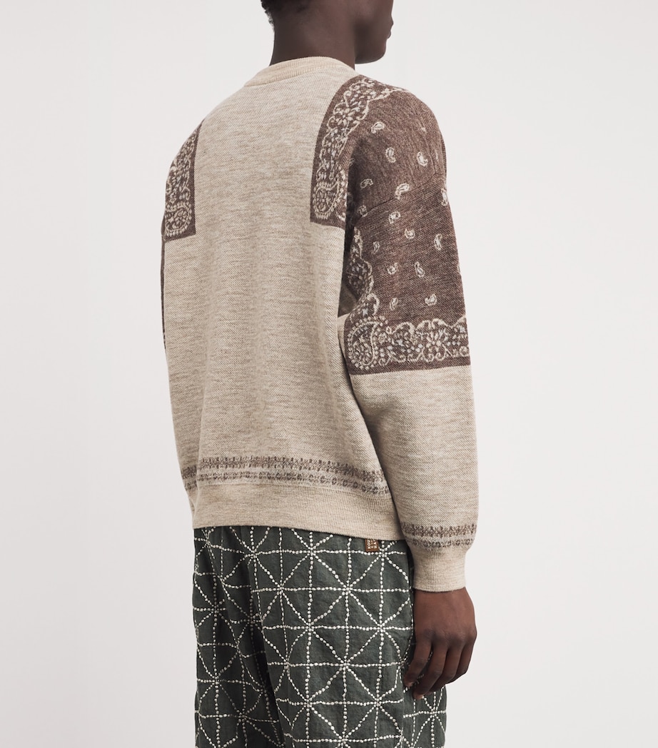 Wool Bandana Jacquard Sweater BROWN Image 4