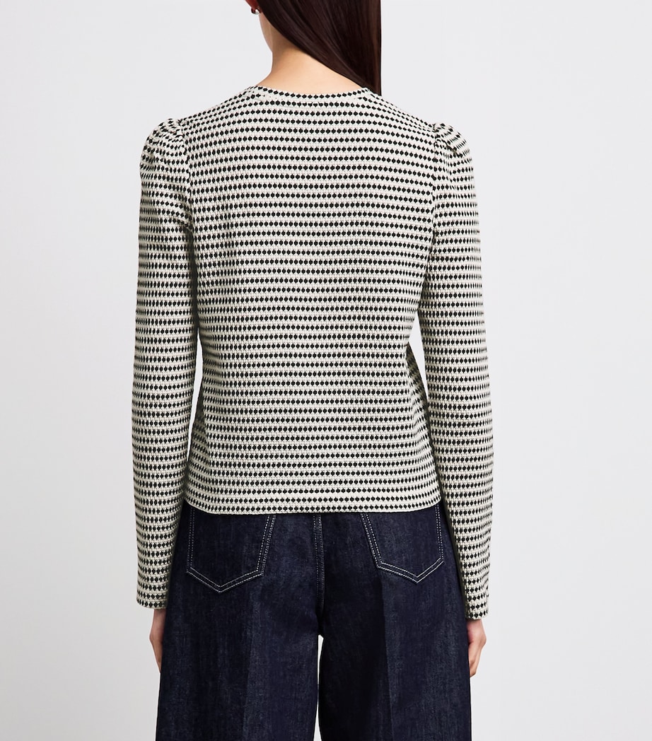 ME+EM Womens Long-Sleeve Jacquard Top Cream/black Image 5