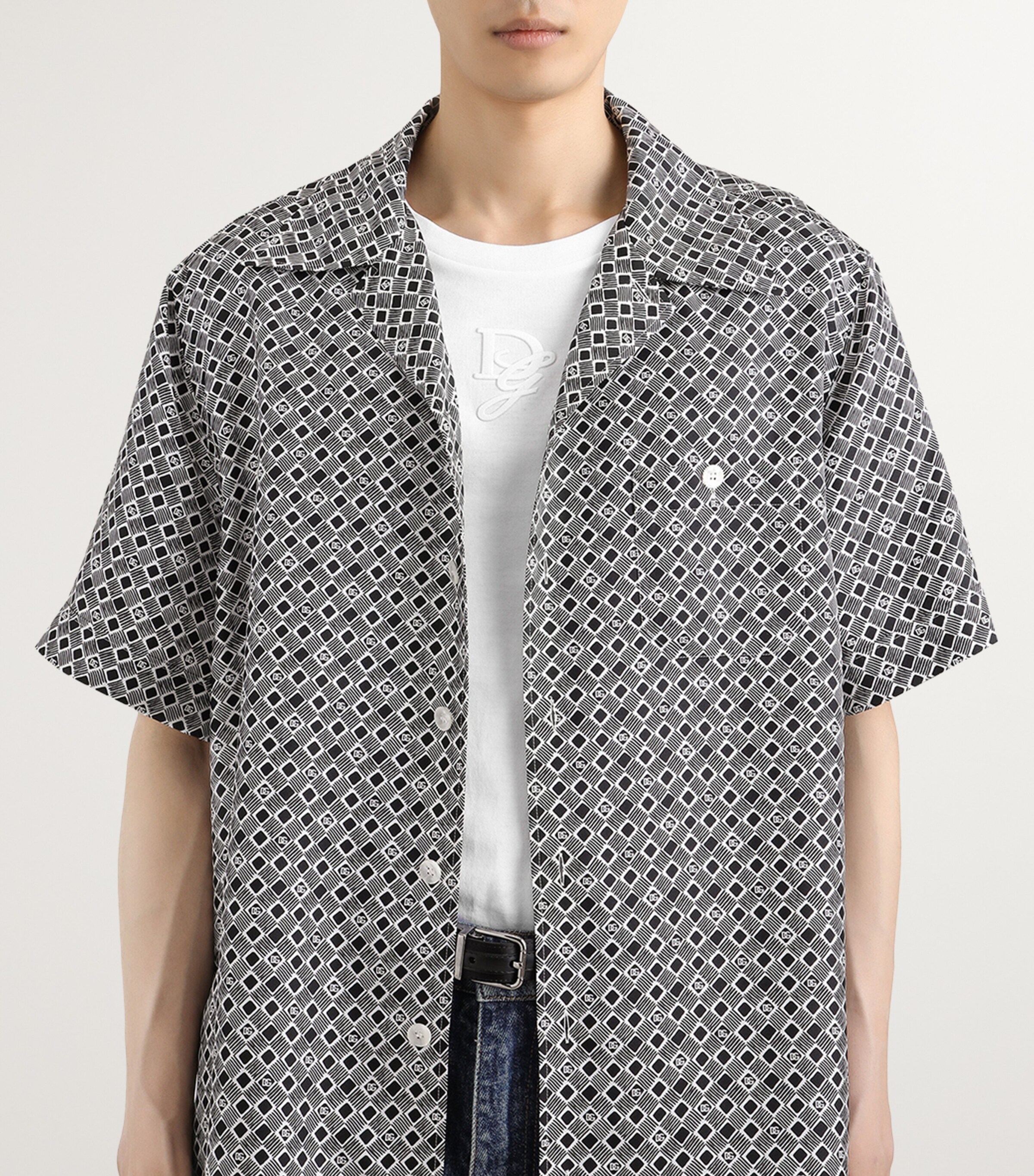 Silk DG Logo Short-Sleeve Shirt HN5KG-NERO Image 3