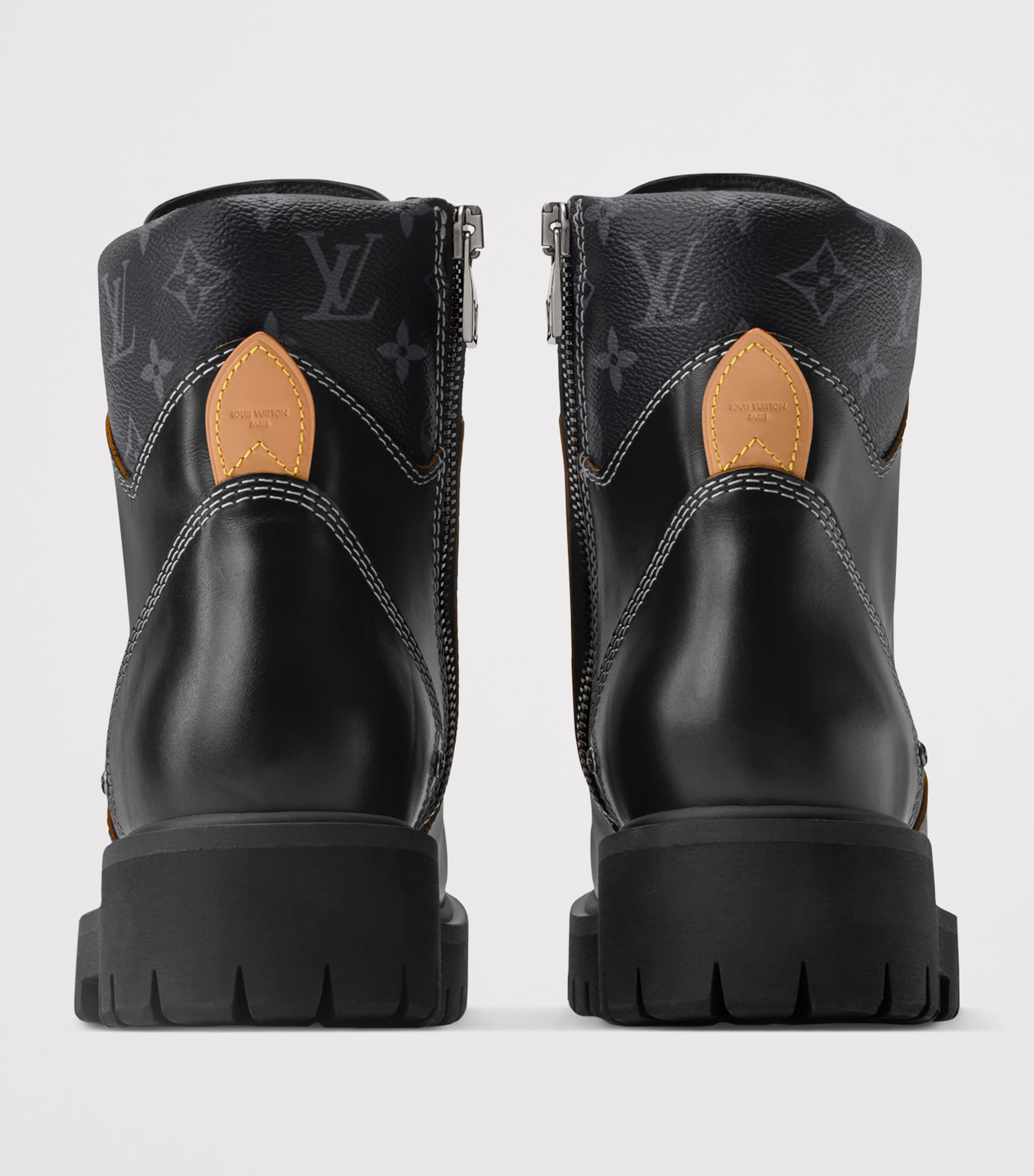 Leather Remix Combat Boots BLACK Image 5