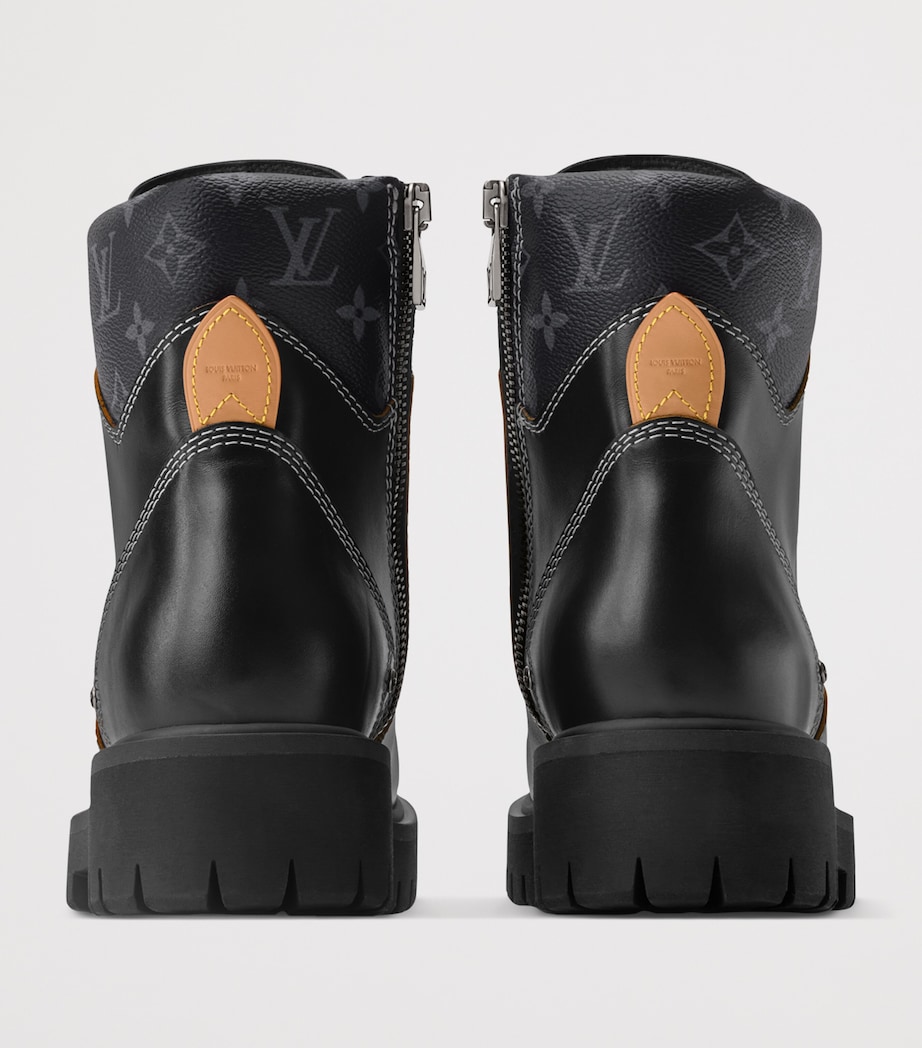 Leather Remix Combat Boots BLACK Image 5