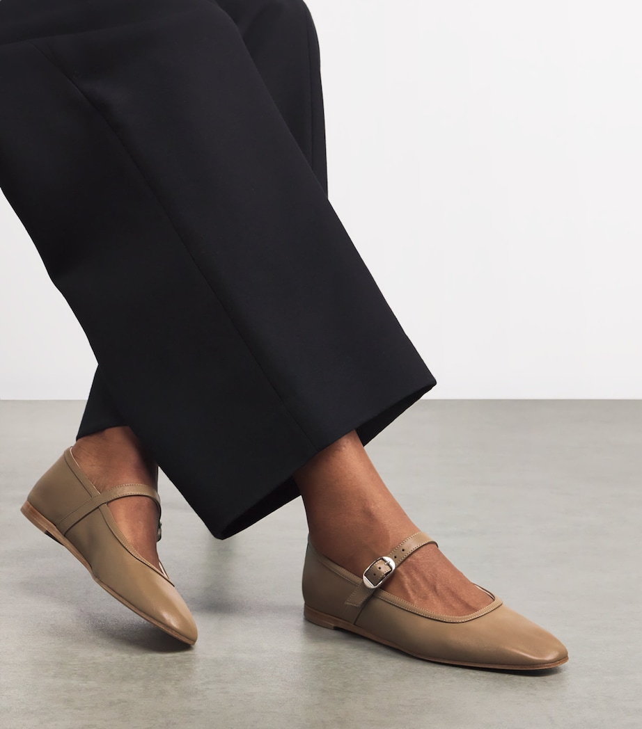 Leather Mary Jane Ballet Flats TAUPE Image 2