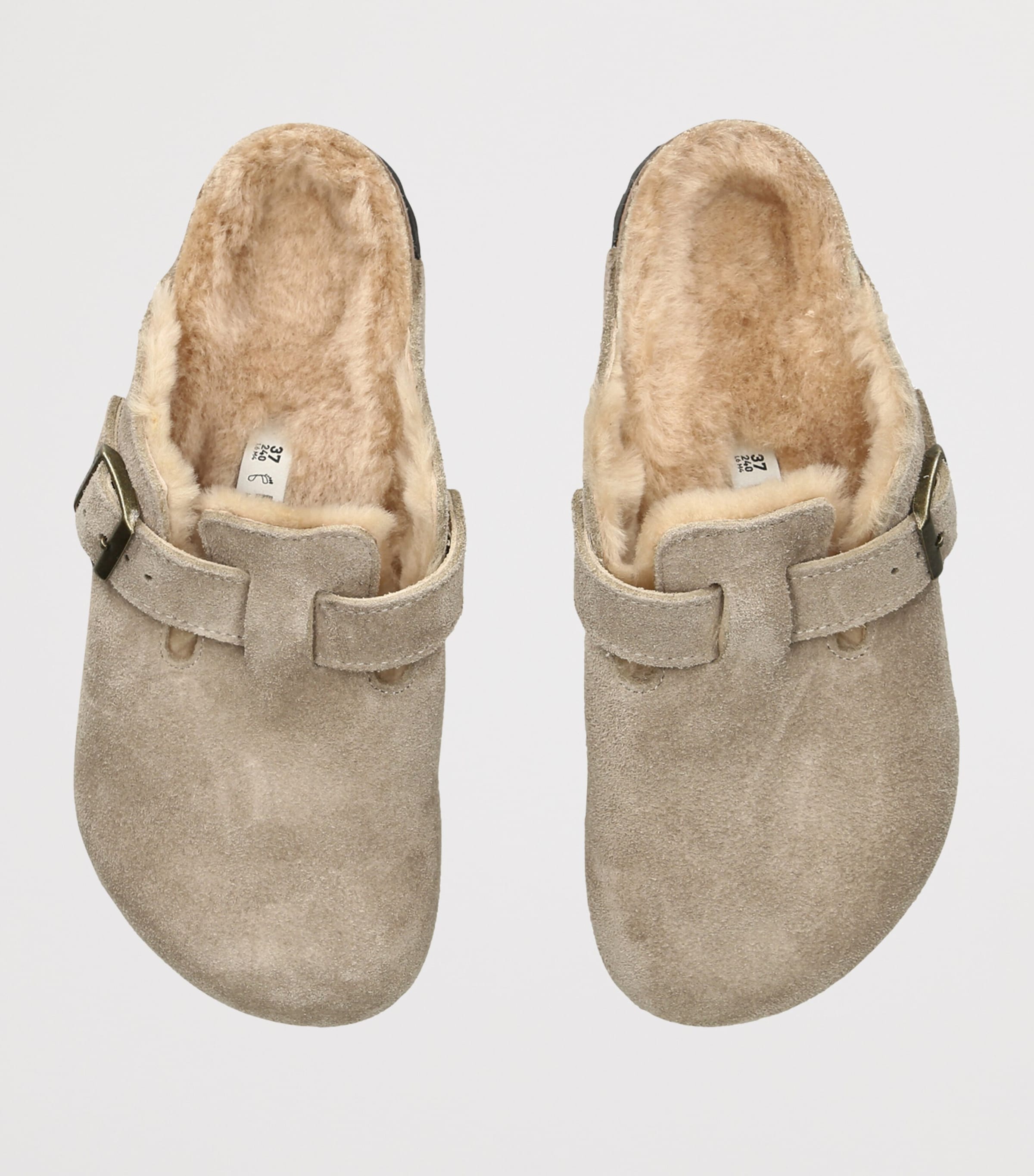 Birkenstock Shearling Boston Clogs Taupe Image 3