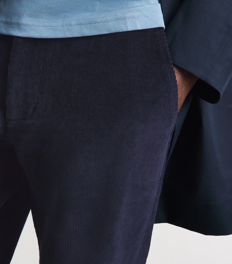 Barbour Mens Stretch-Cotton Corduroy Tailored Trousers Navy Image 3