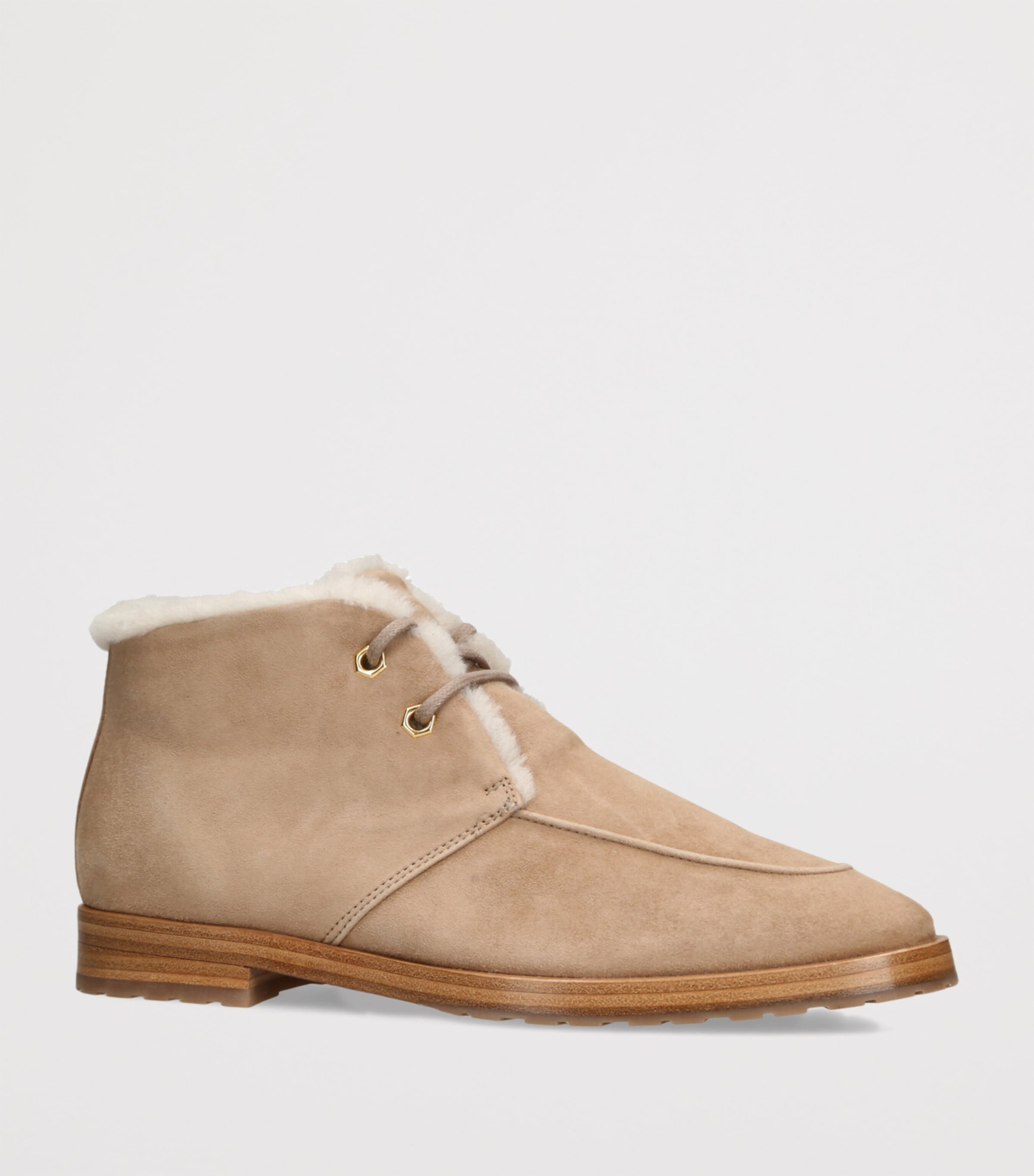 Suede Shearling-Lined Boots BEIGE Image 3
