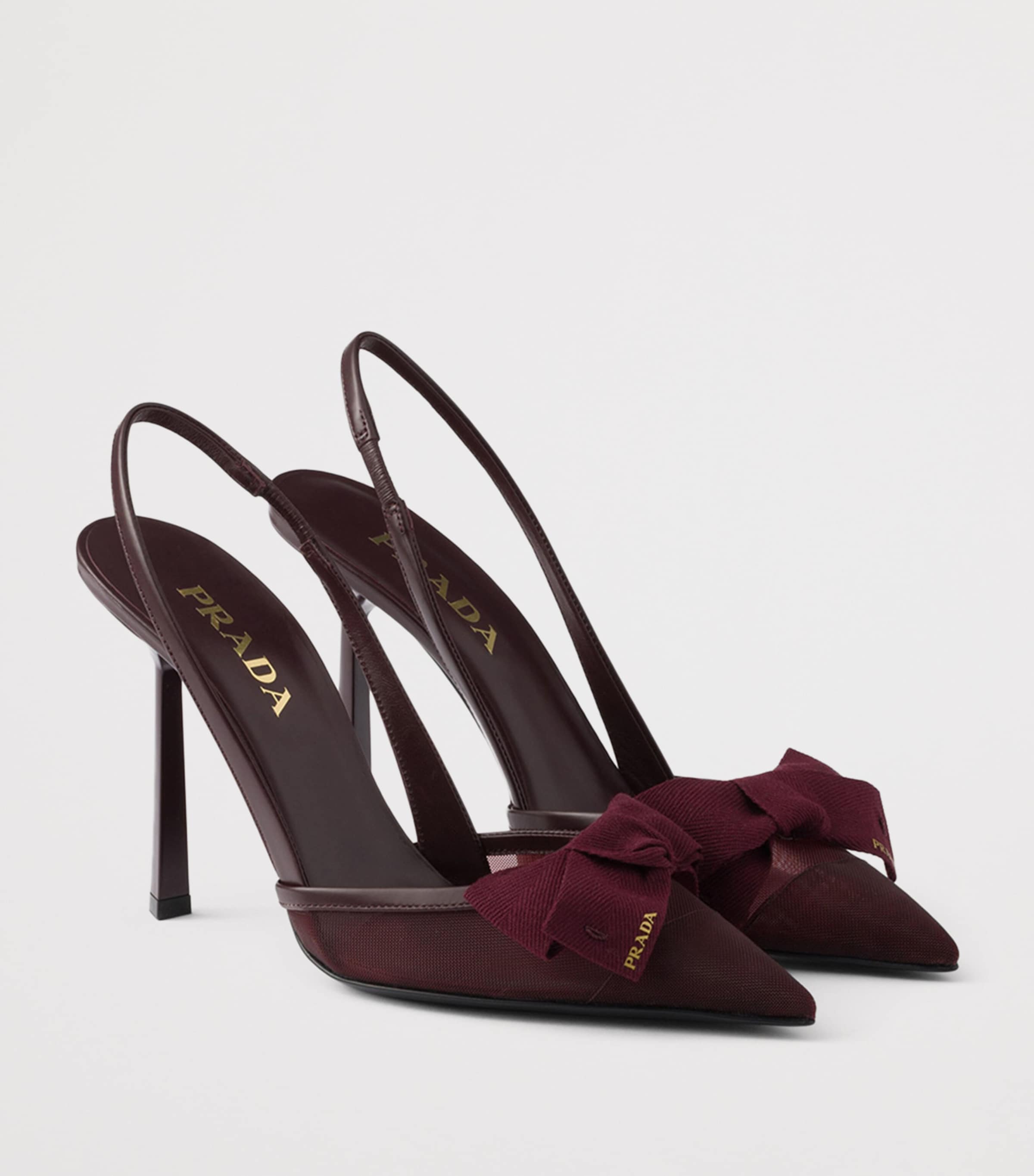 Prada Mesh Bow Slingback Pumps 100 Burgundy Image 2