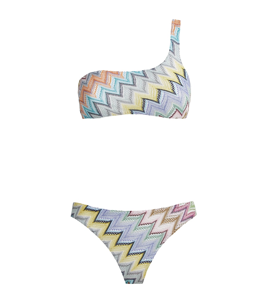 Missoni Womens One-Shoulder Zigzag Bikini Smsor Multicolor Image 1
