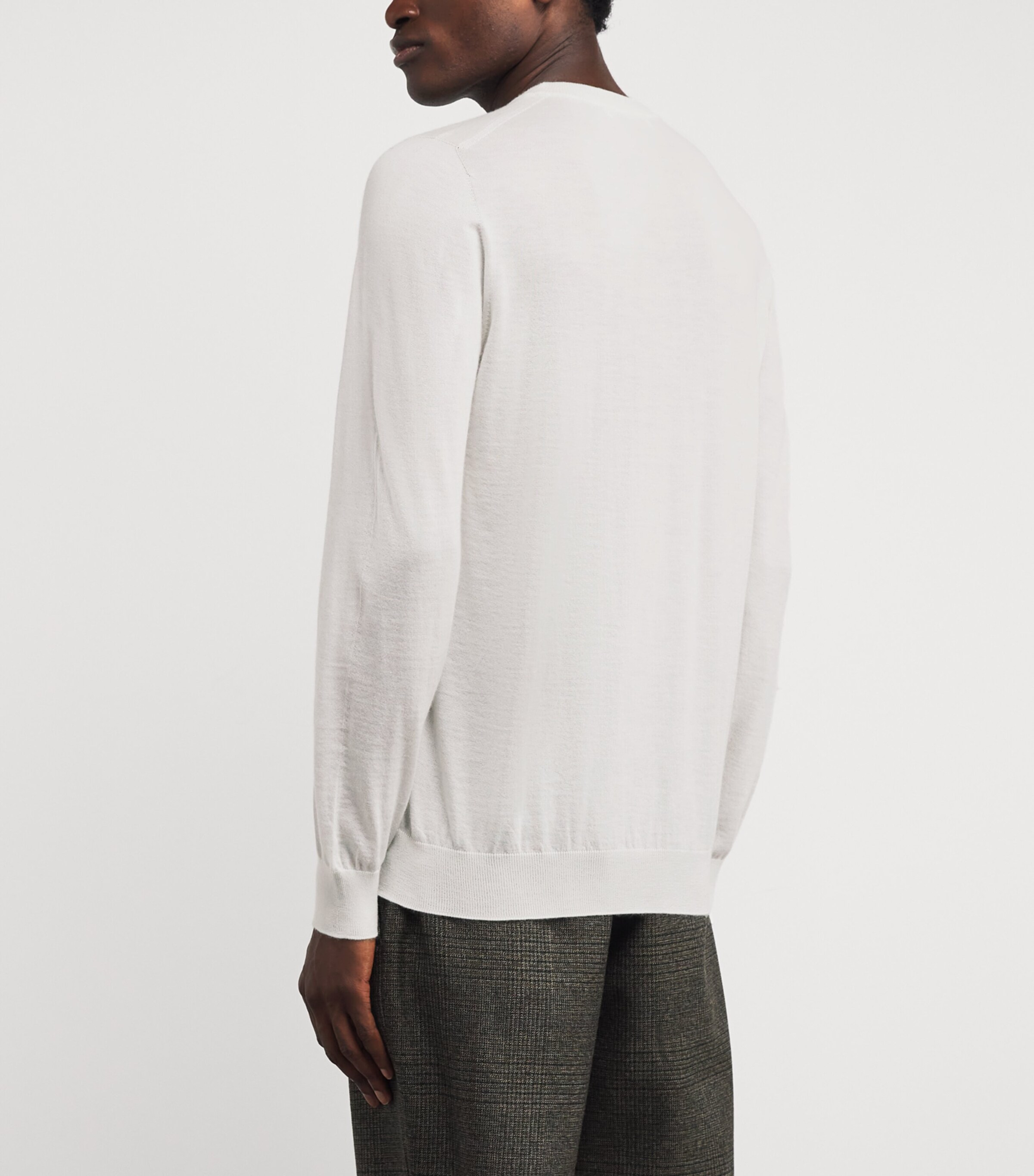 Superfine Cashmere Crew-Neck Sweater HA0327 ZINC WHITE Image 4