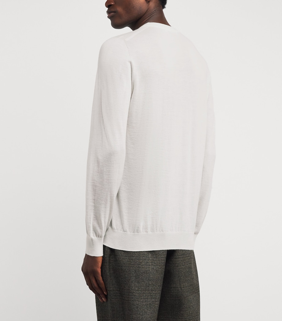 Superfine Cashmere Crew-Neck Sweater HA0327 ZINC WHITE Image 4