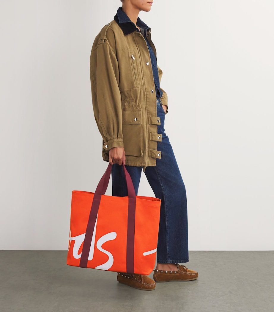 Large Cotton Logo Tote Bag ORANGE Image 6