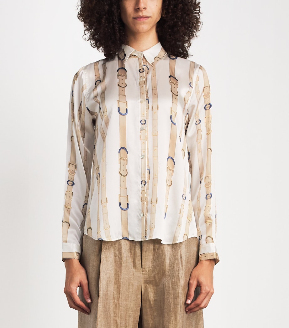 L'Agence Womens Silk Tyler Shirt Ecr Mlt Std Blt Strp Image 4