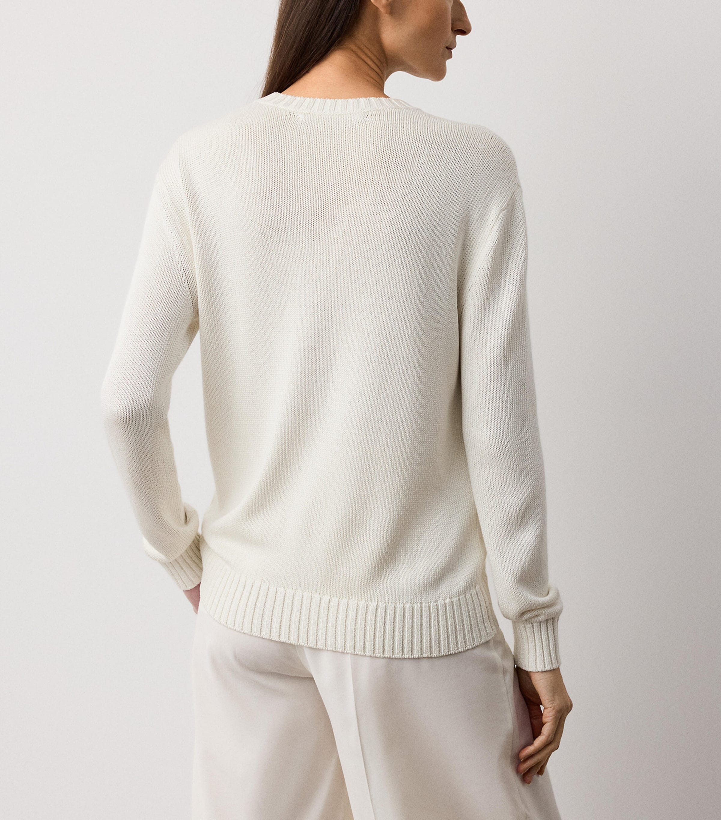 Ralph Lauren Collection Womens Mulberry Silk Polo Bear Sweater Natural Image 3