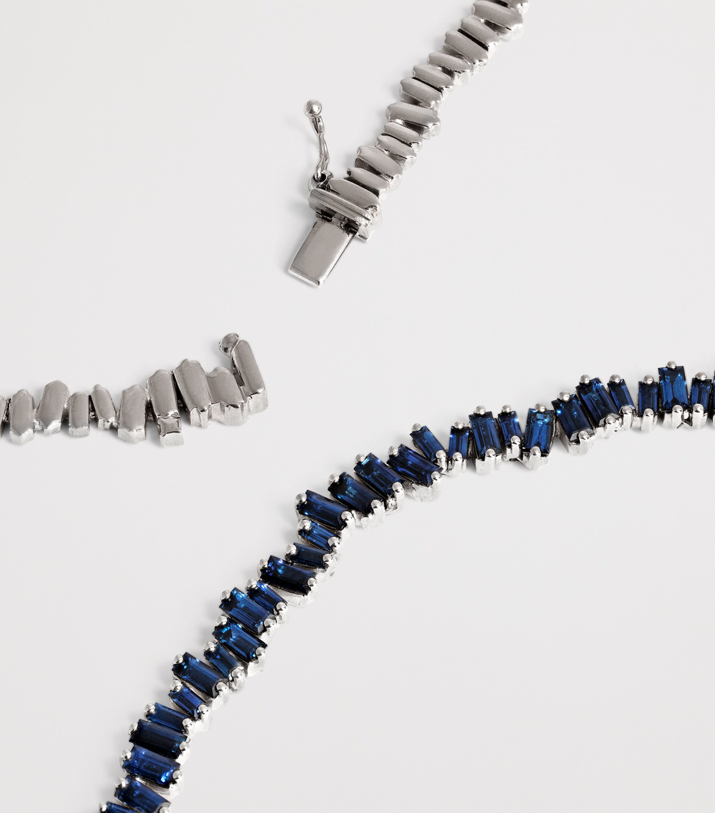 White Gold and Sapphire Tennis Necklace 18K WG/DB Image 3