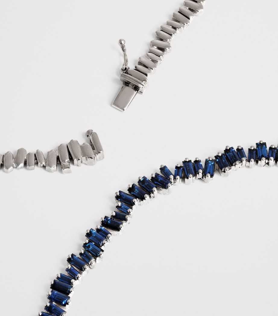 White Gold and Sapphire Tennis Necklace 18K WG/DB Image 3