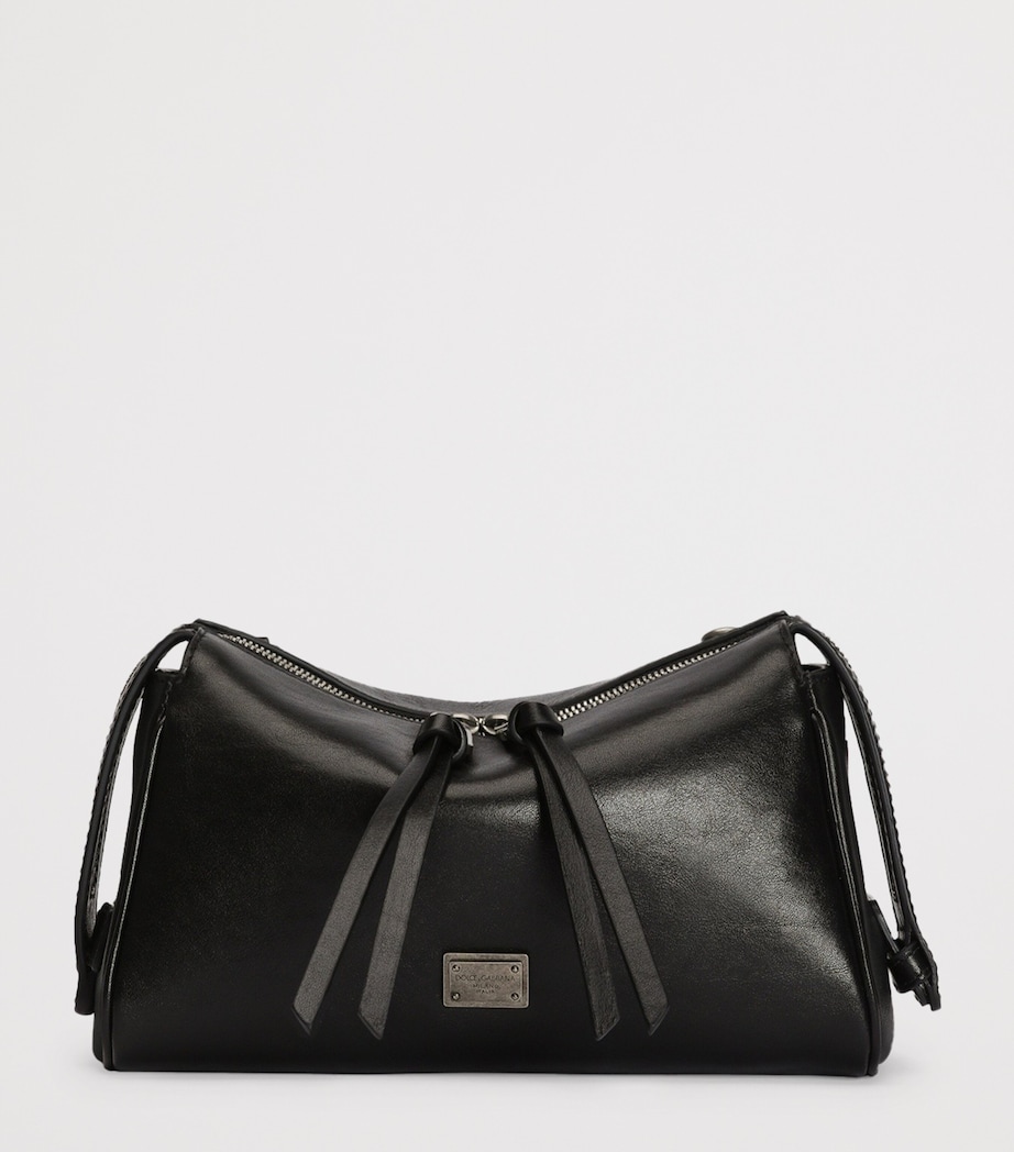 Dolce&Gabbana Calfskin Vittoria Shoulder Bag Black Image 3