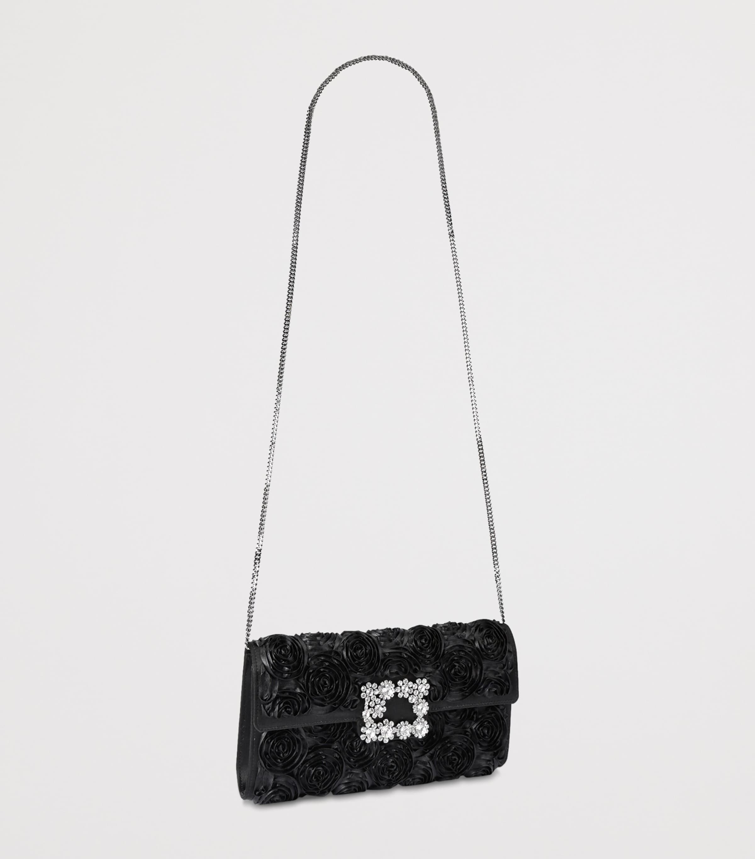Satin Efflorescence Clutch Bag BLACK Image 4