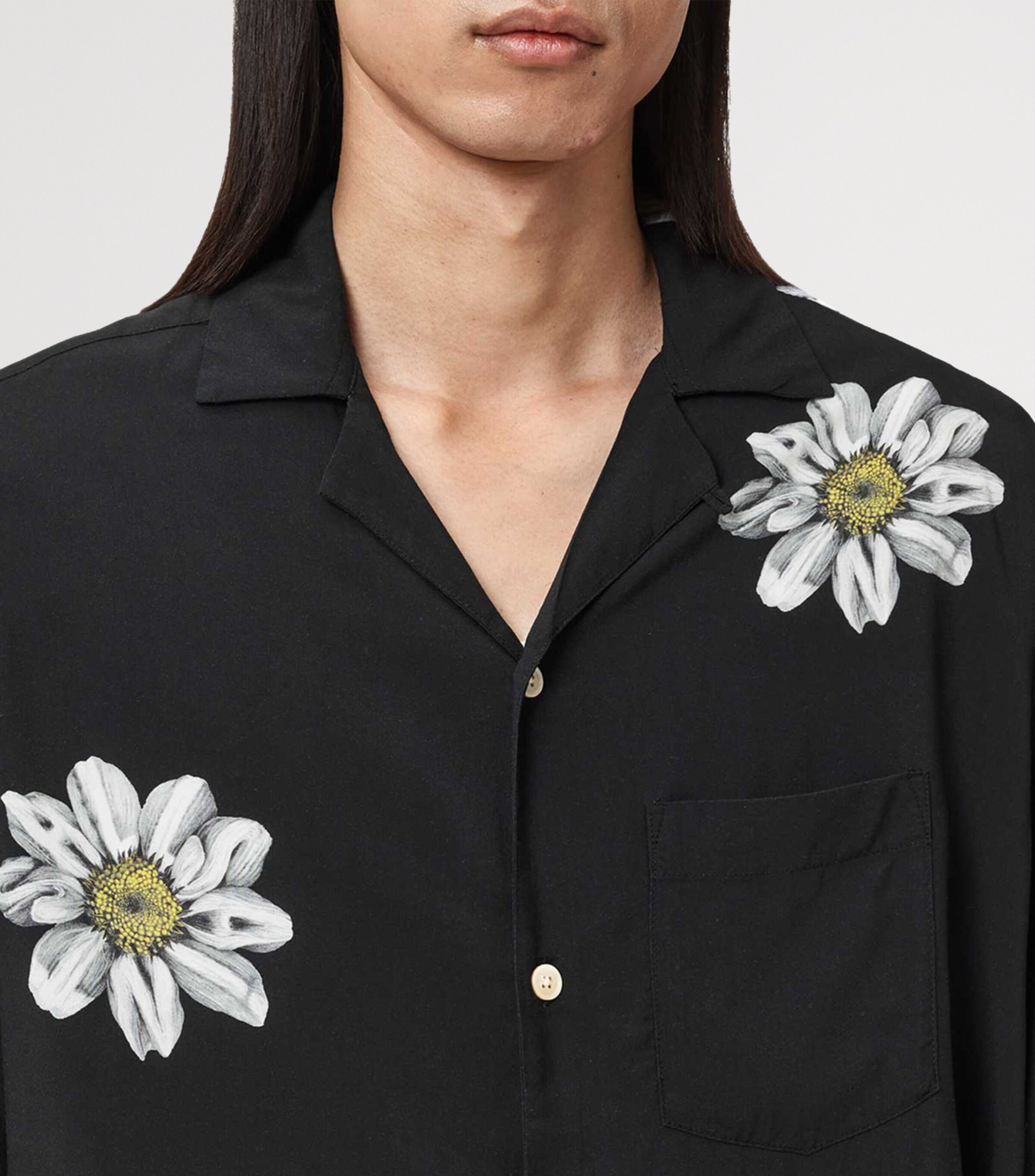 Printed Petal Shirt JET BLACK Image 7
