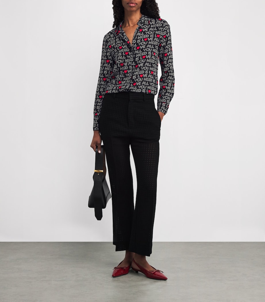 Alice+Olivia Womens x The Beatles Silk Willa Shirt All You Need Is Love Image 2