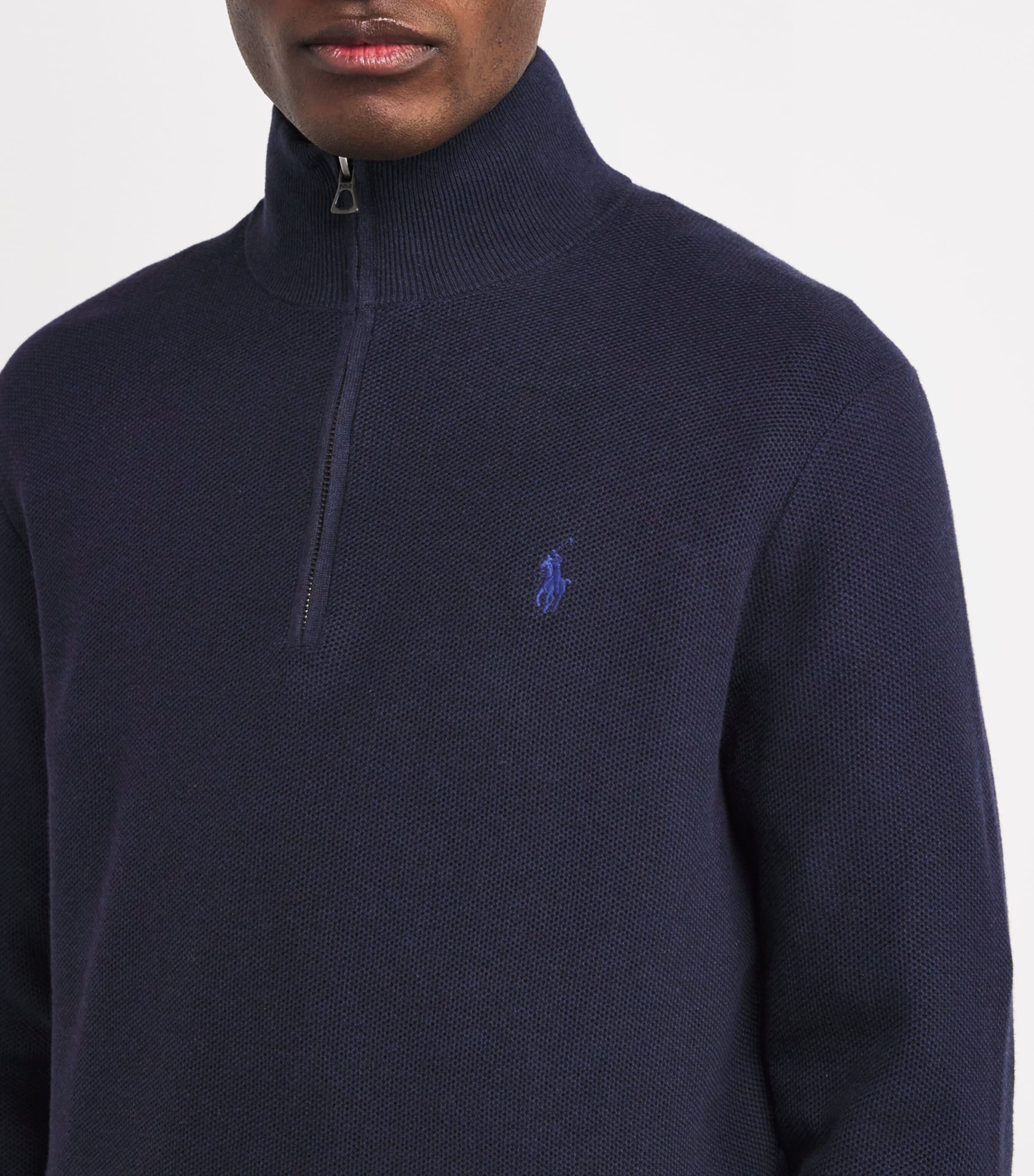 Cotton Quarter-Zip Sweatshirt NAVY Image 6