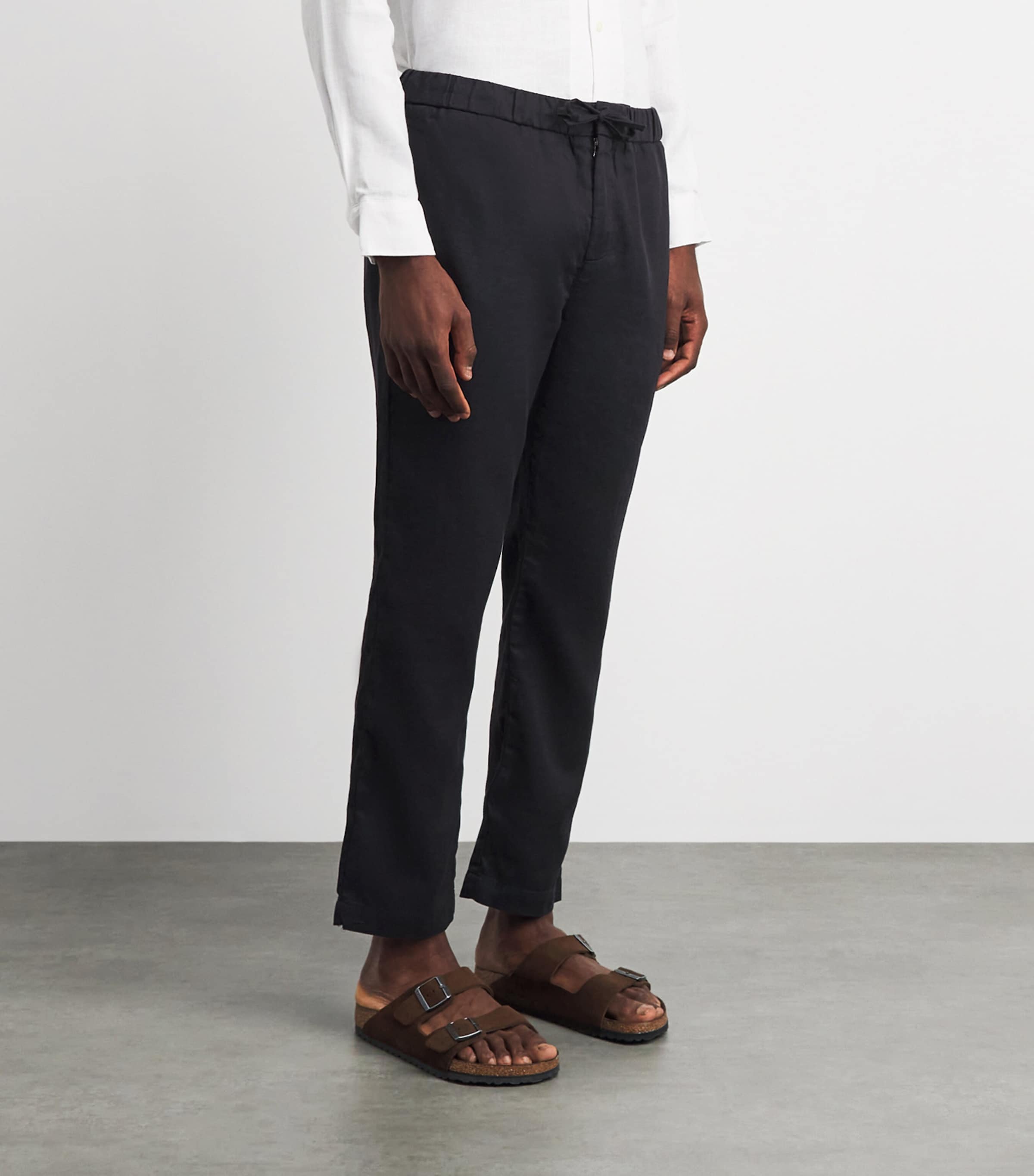 Frescobol Carioca Mens Cotton-Linen Oscar Chinos Black Image 4