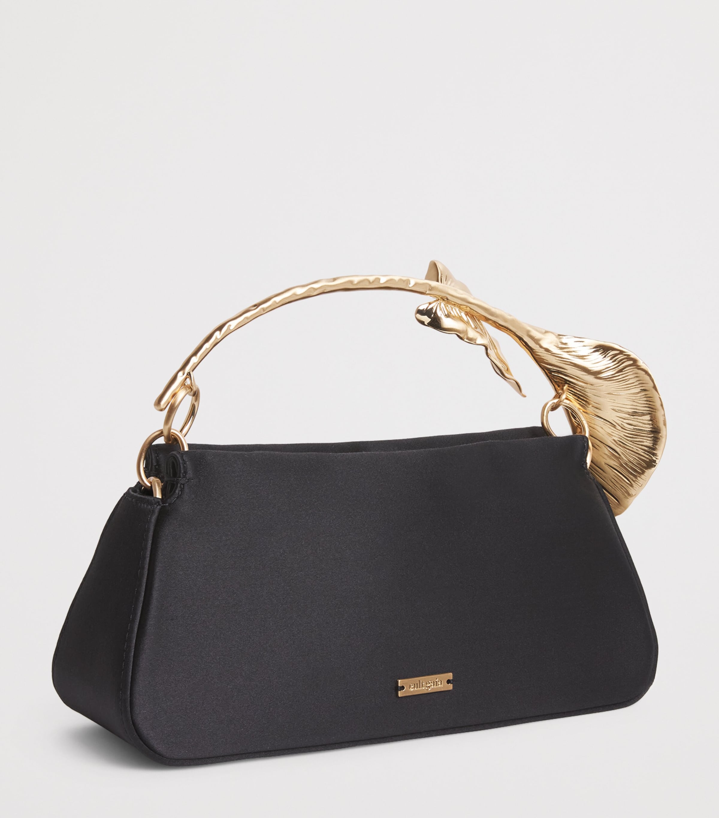 Cult Gaia Mini Silk-Satin Calla Top-Handle Bag Black Image 3