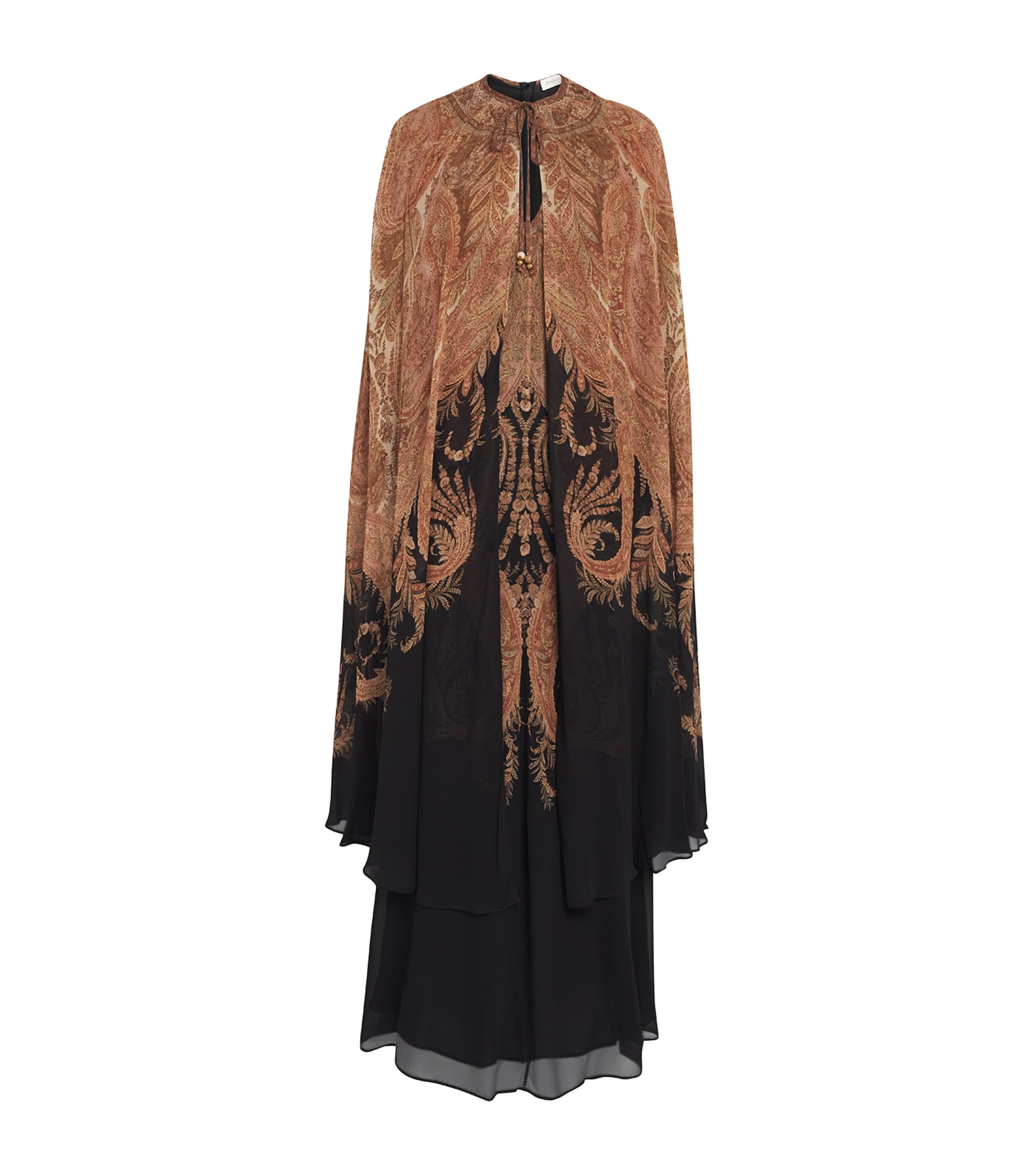 Zimmermann Womens Black Paisley Hypnotic Caped Woven Maxi Dress Xs