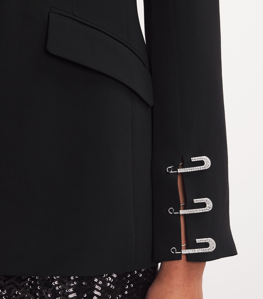 Cinq A Sept Womens Rhinestone-Embellished Cheyenne Blazer Black Image 6
