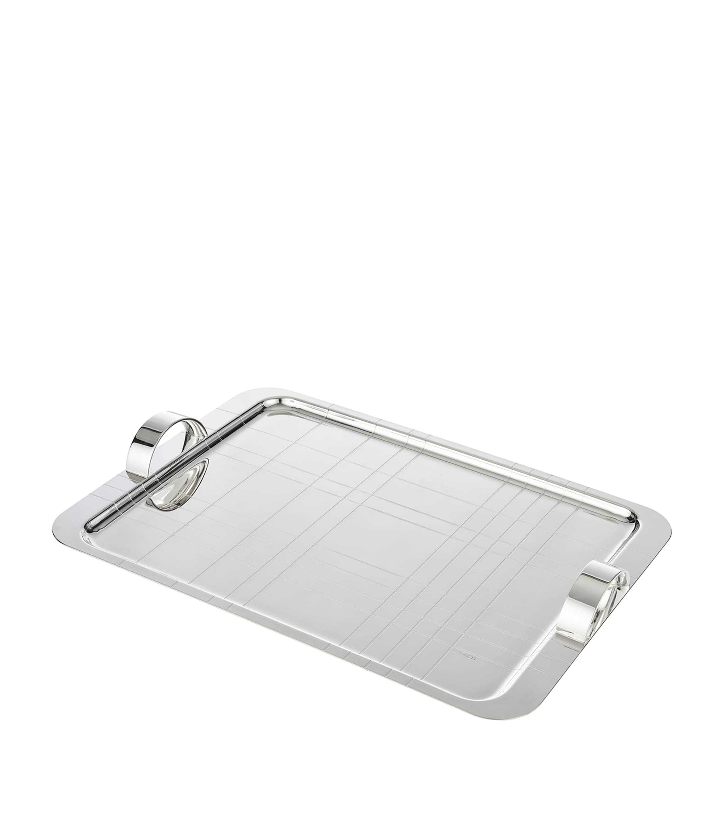 Christofle Silver-Plated Graphik Handheld Tray (45cm x 32cm) Silver Image 3